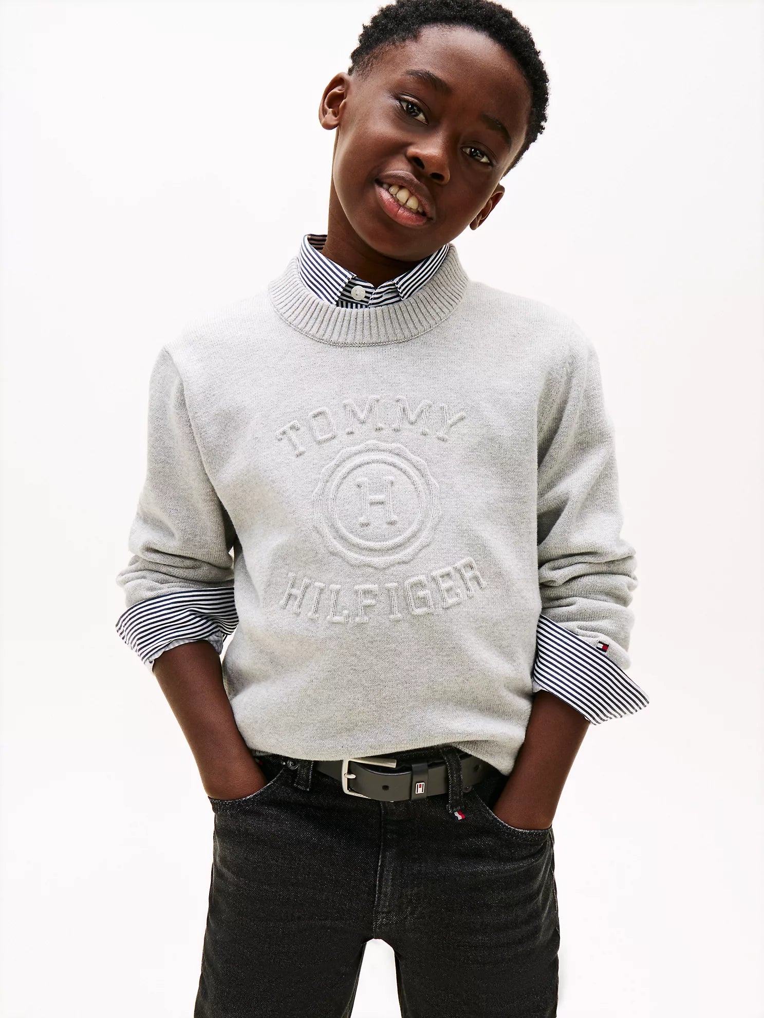 BOY Tommy Embossed Logo Sweater Grey