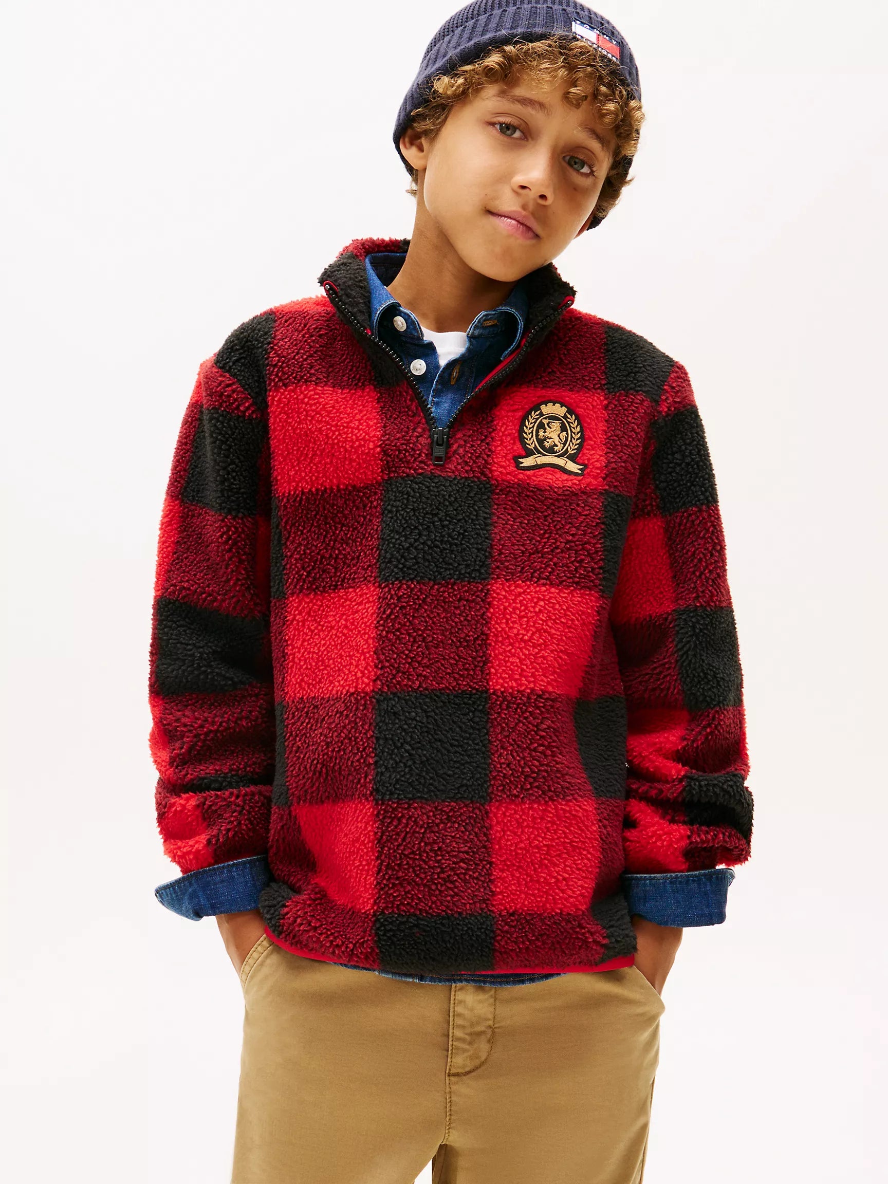 BOY Tommy Buffalo Quarter-Zip Sweatshirt Primary Red
