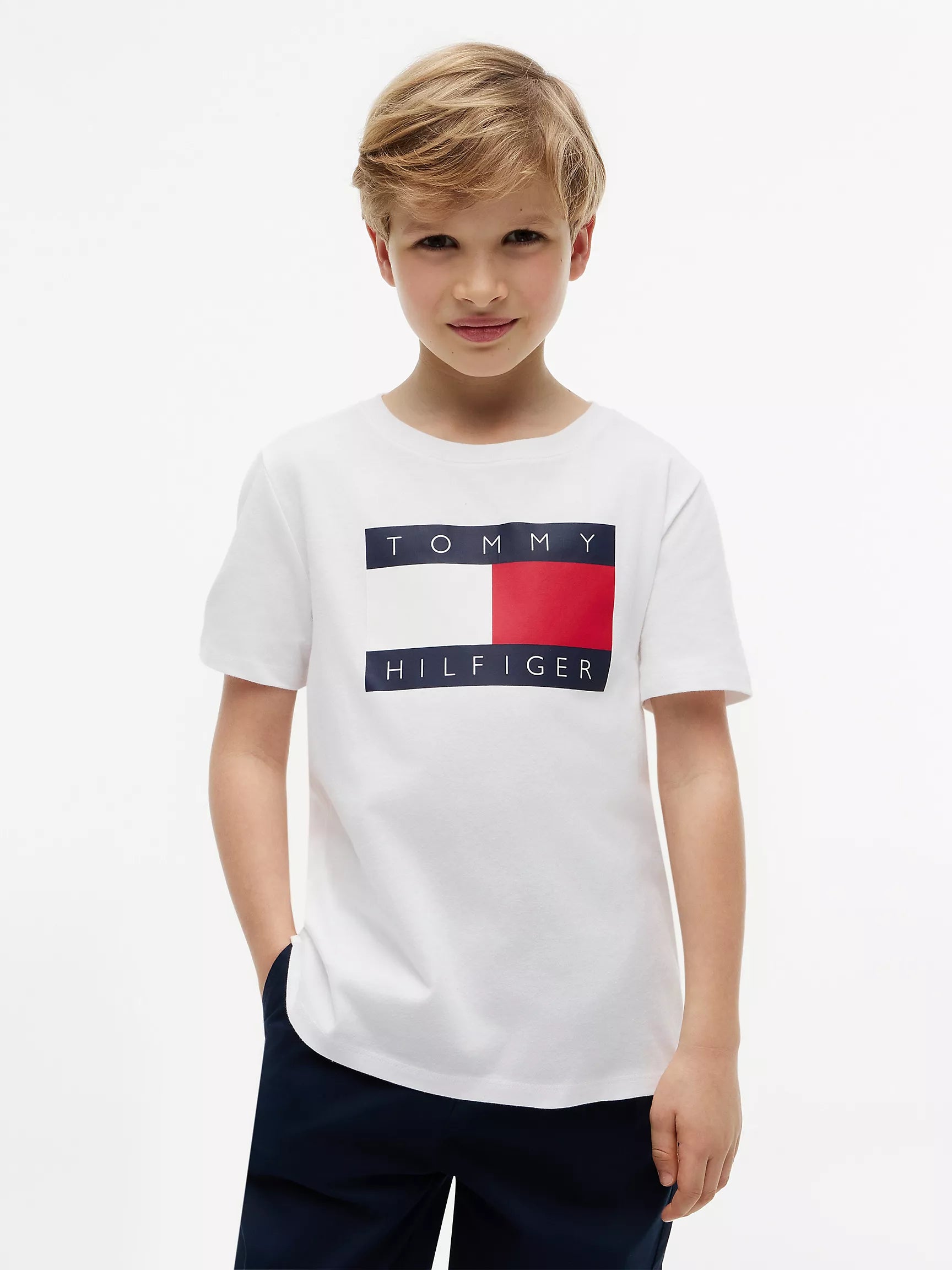 Kids' Tommy Flag Logo T-Shirt-White