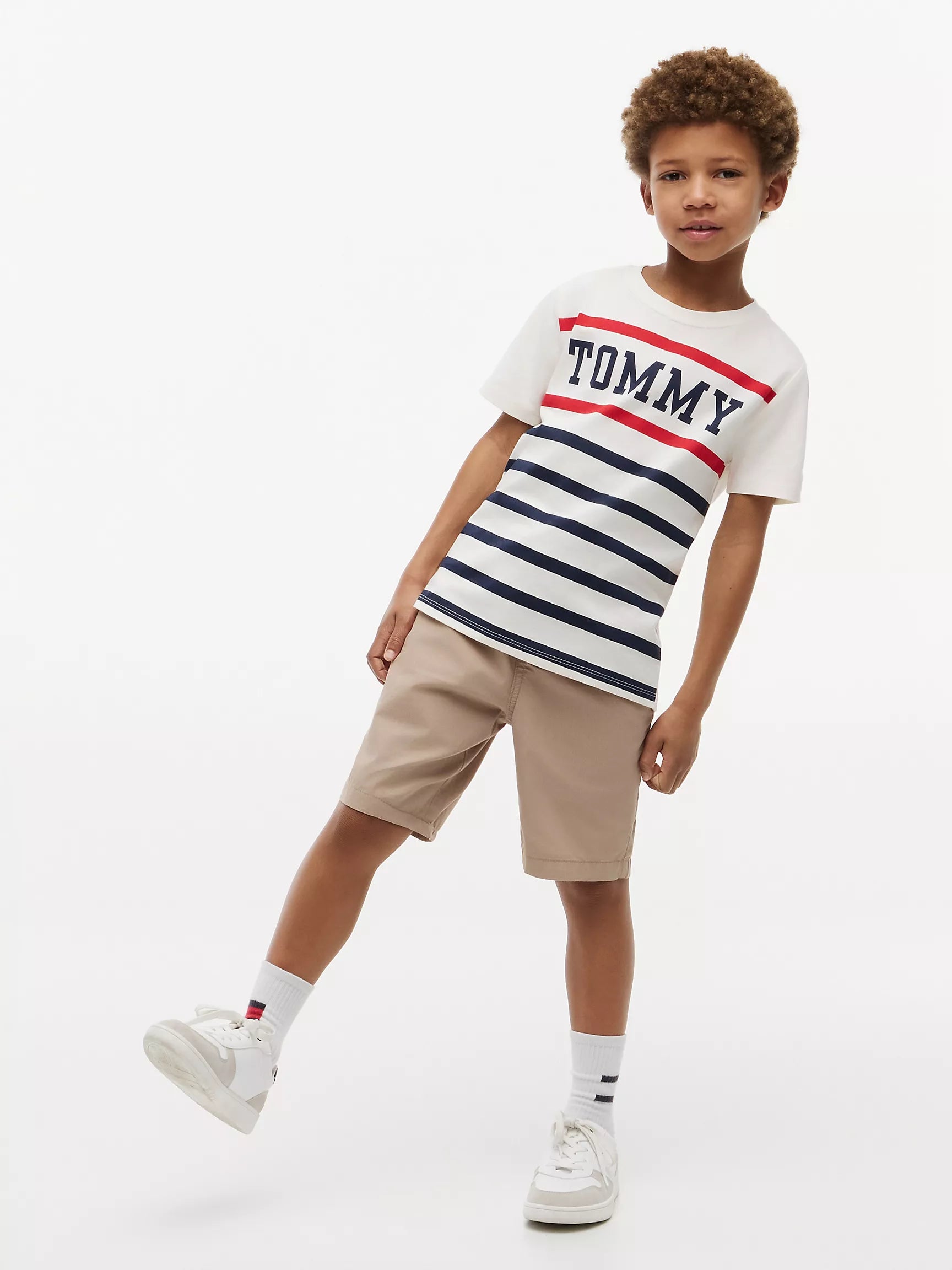 kids' Tommy Stripe T-Shirt-Ivory silk