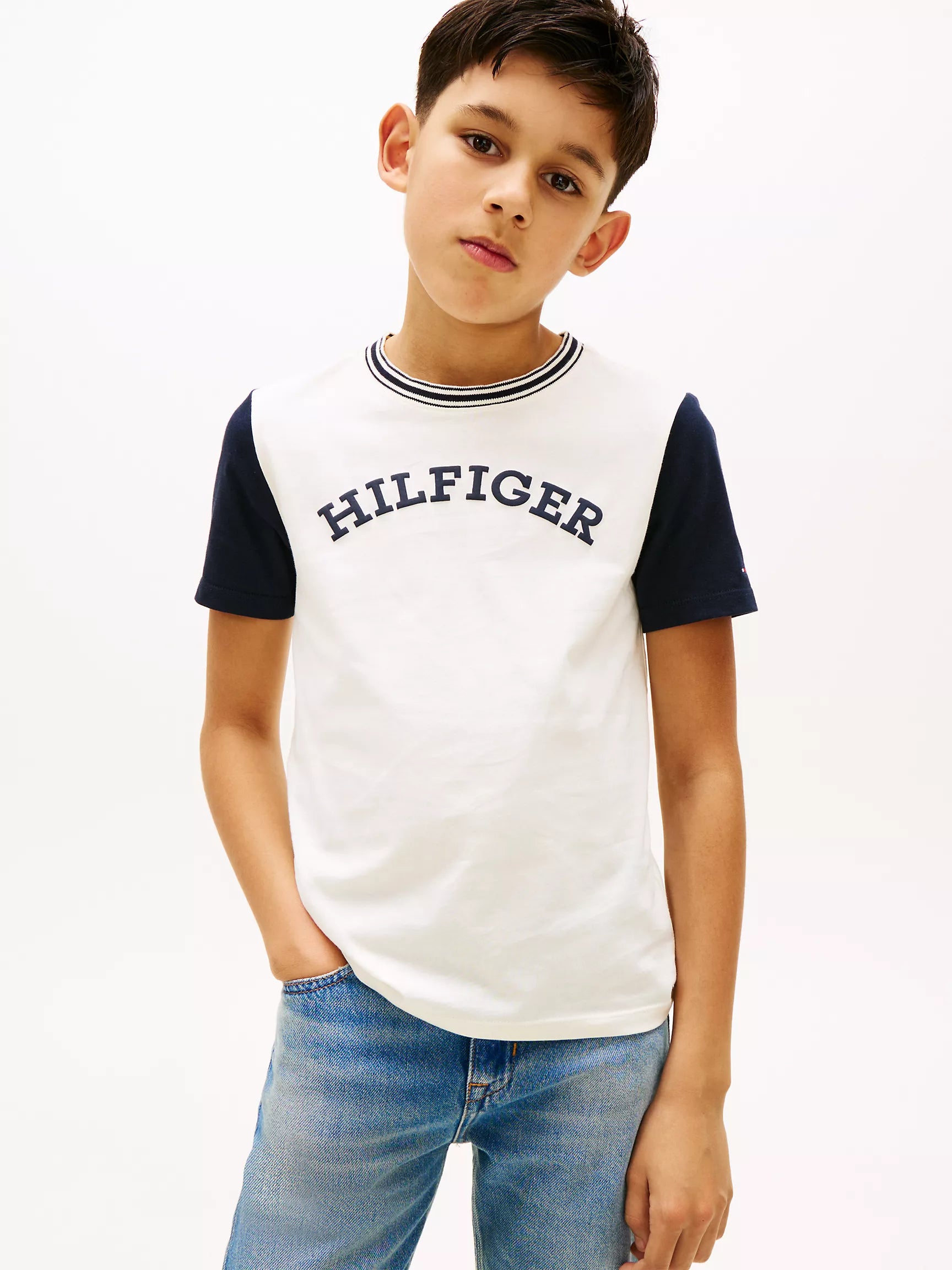 Kids' Monotype Logo Colorblock T-Shirt- Rich Cream
