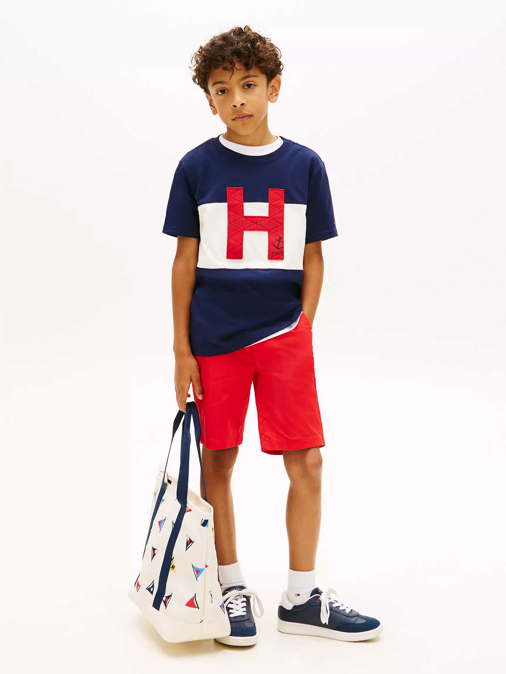 Kids' Nautical H Logo Colorblock T-Shirt-Carbon Navy