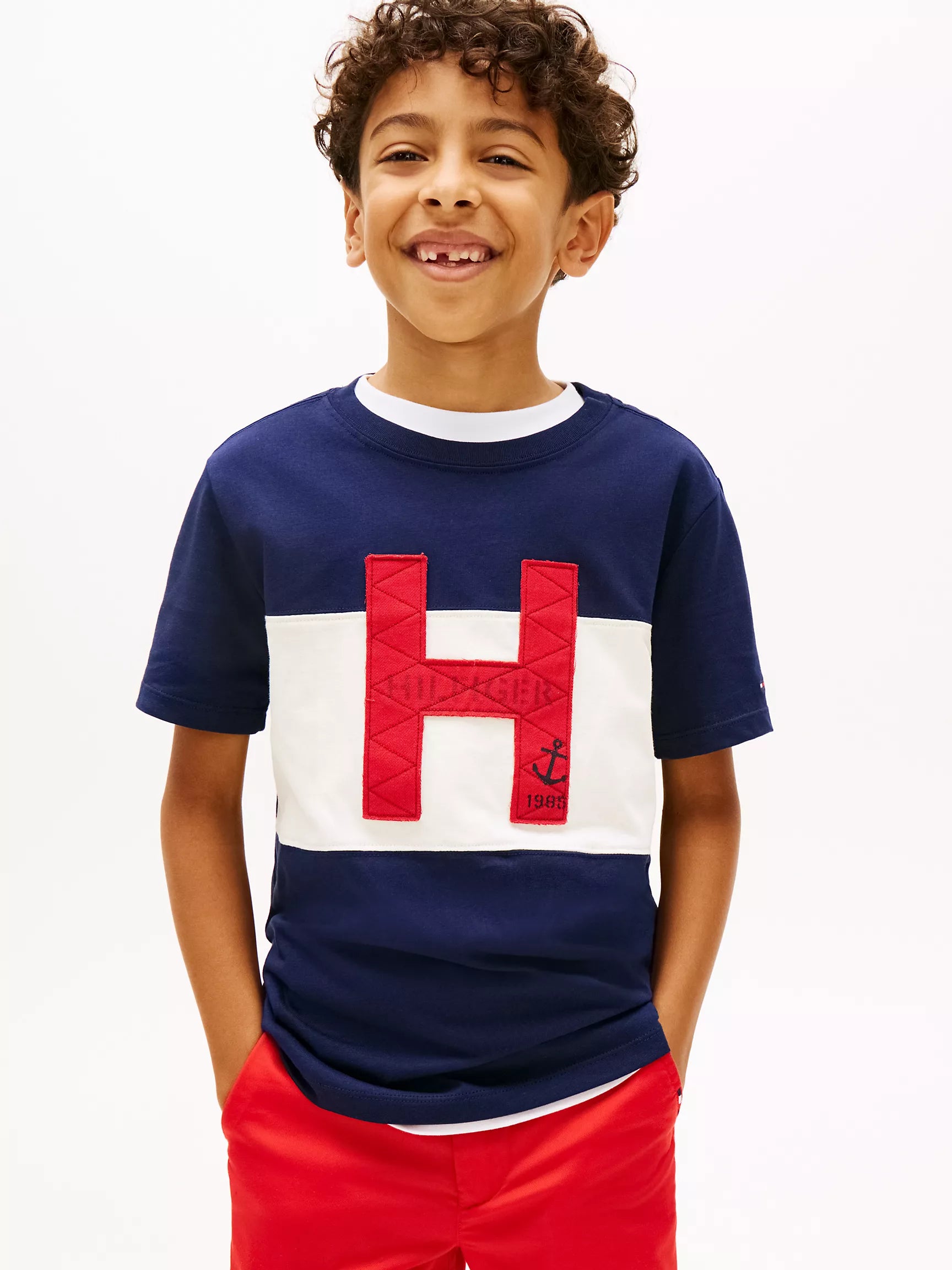 Kids' Nautical H Logo Colorblock T-Shirt-Carbon Navy