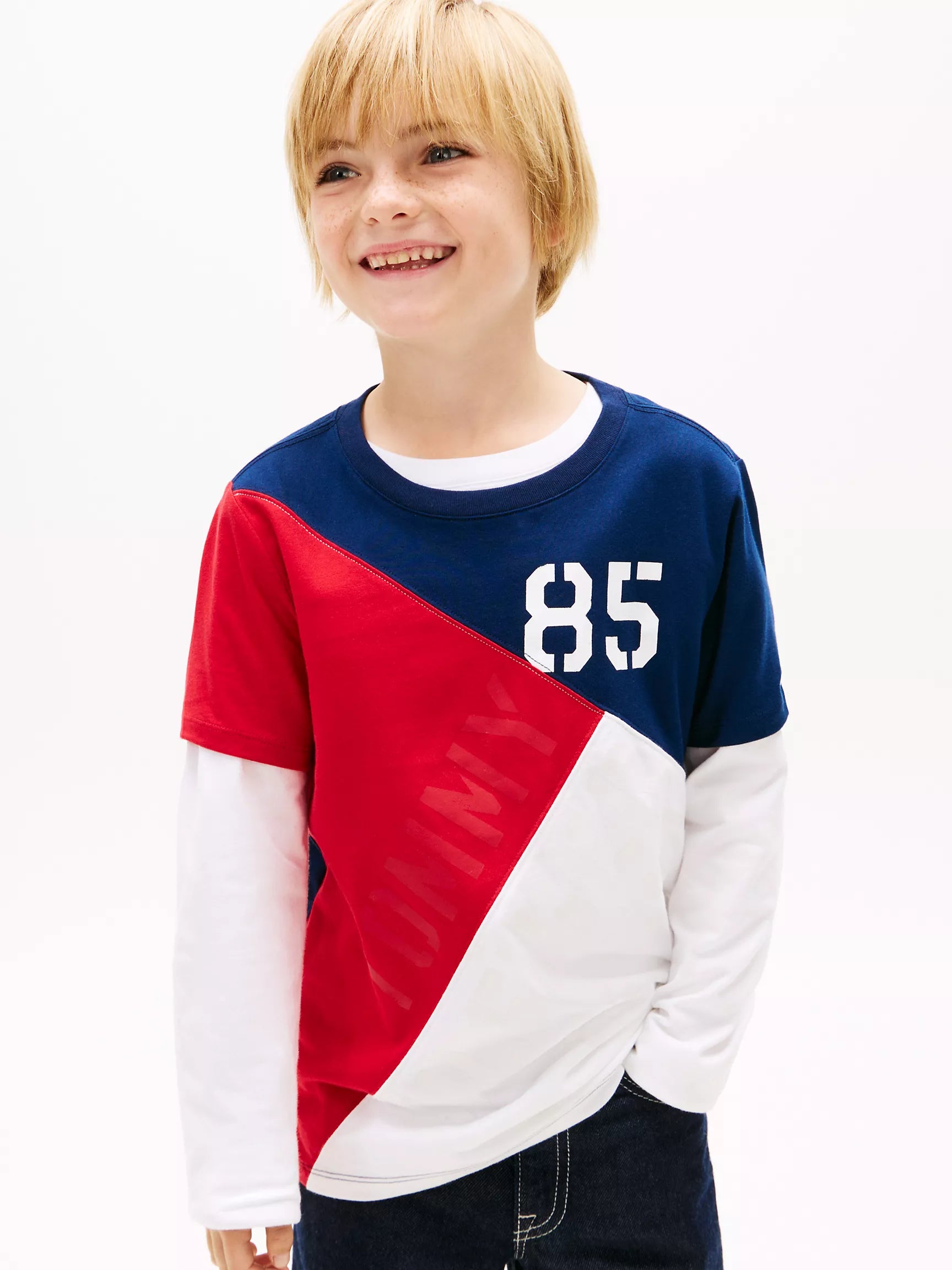 Kids' Tommy 85 Colorblock T-Shirt-Carbon Navy