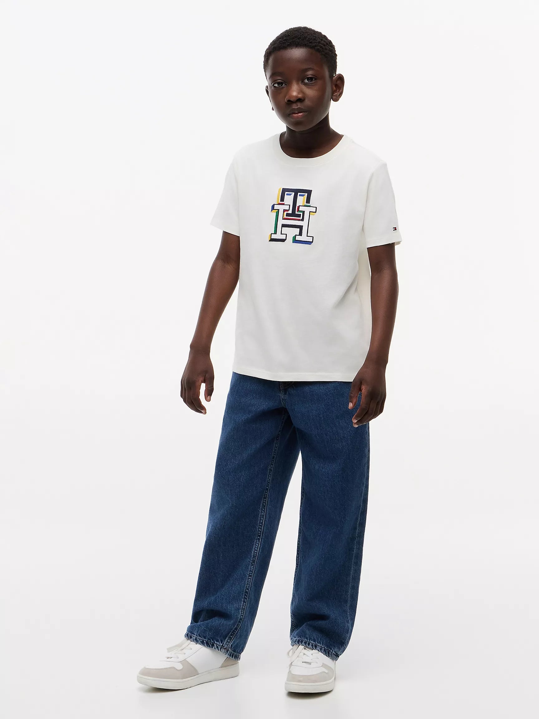 Kids' Multicolor Monogram T-Shirt-Ivory silk