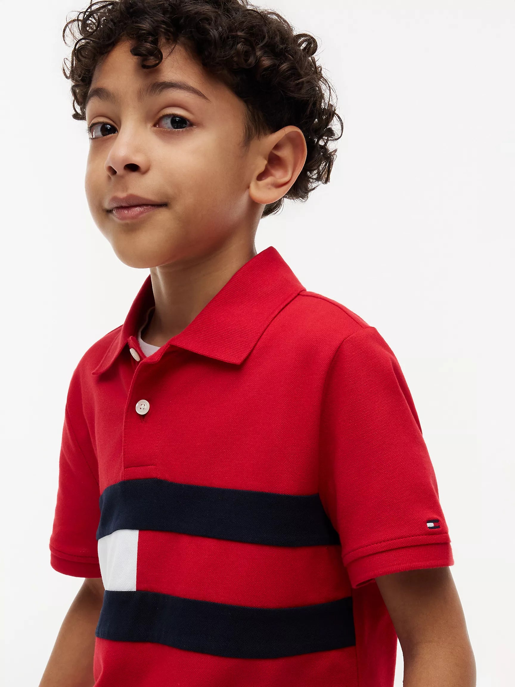 Tommy Kids' Colorblock Flag Stretch Polo-Red
