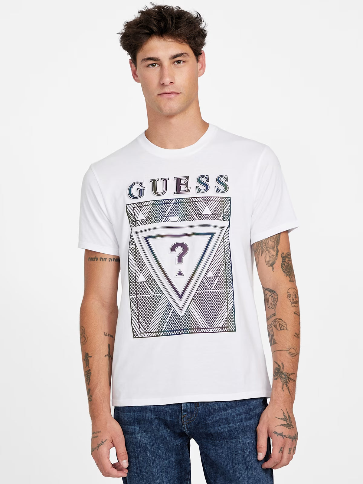 Guess Mens' Keah Crewneck Logo Tee/