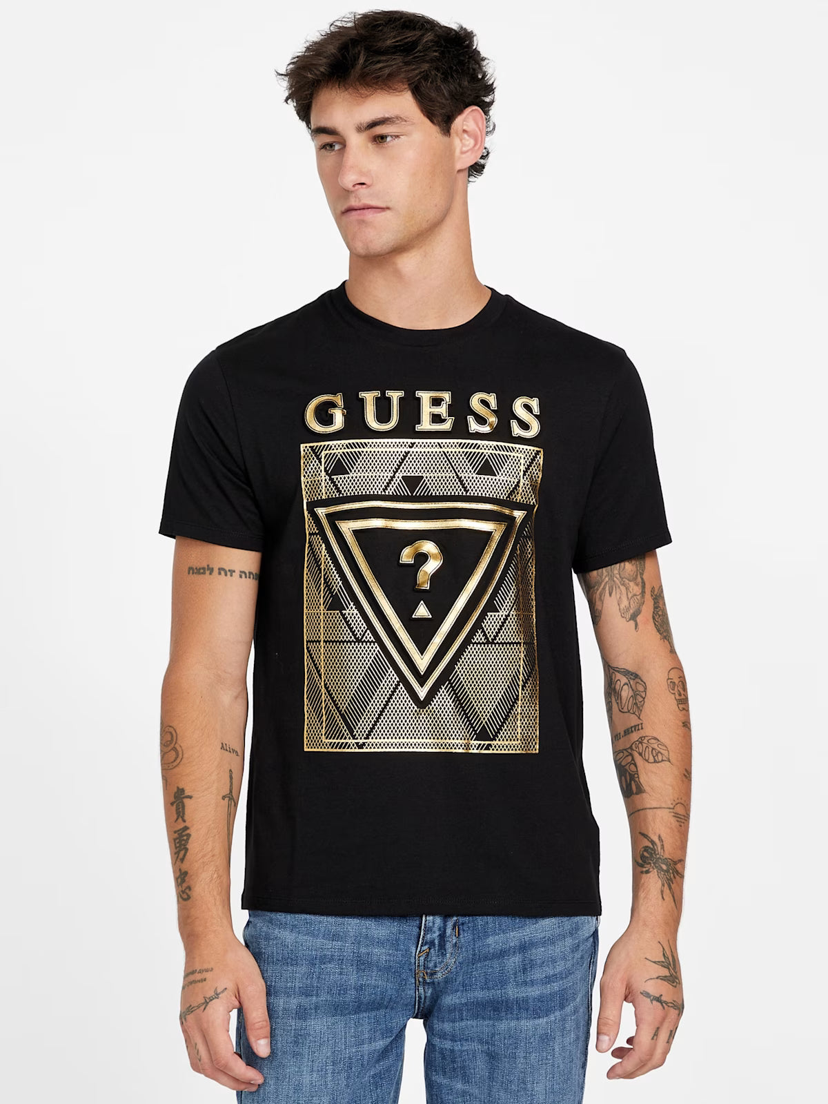 Guess Mens' Keah Crewneck Logo Tee/ black