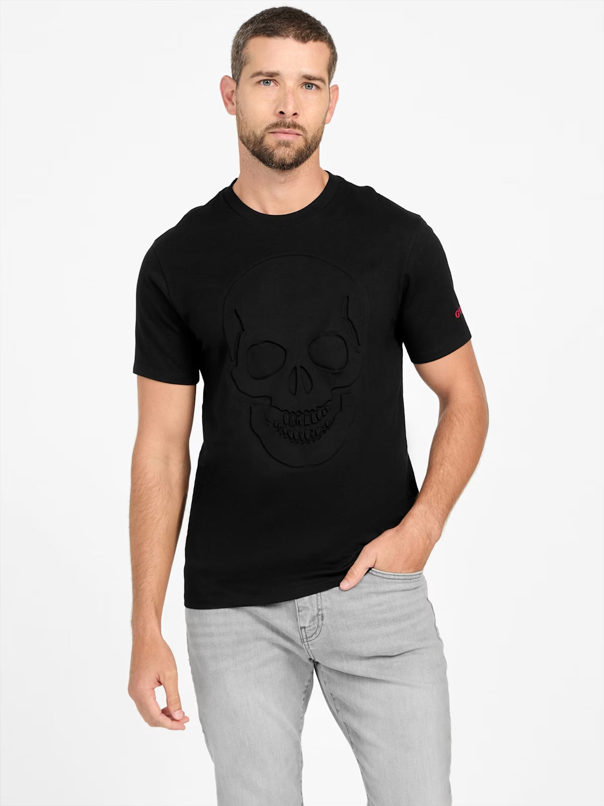 GUESS MENS' Eco Gabrin Crewneck Tee / BLACK