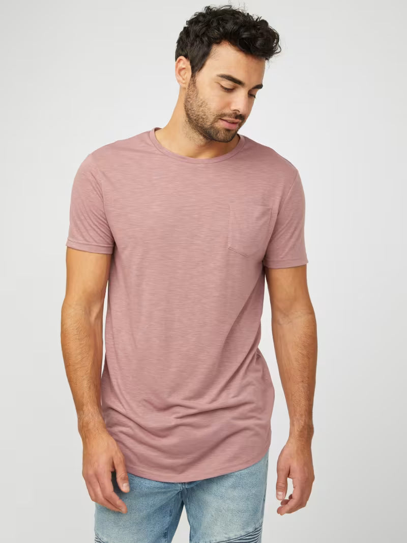 GUESS MENS' Vantor Longline Tee/ Pink