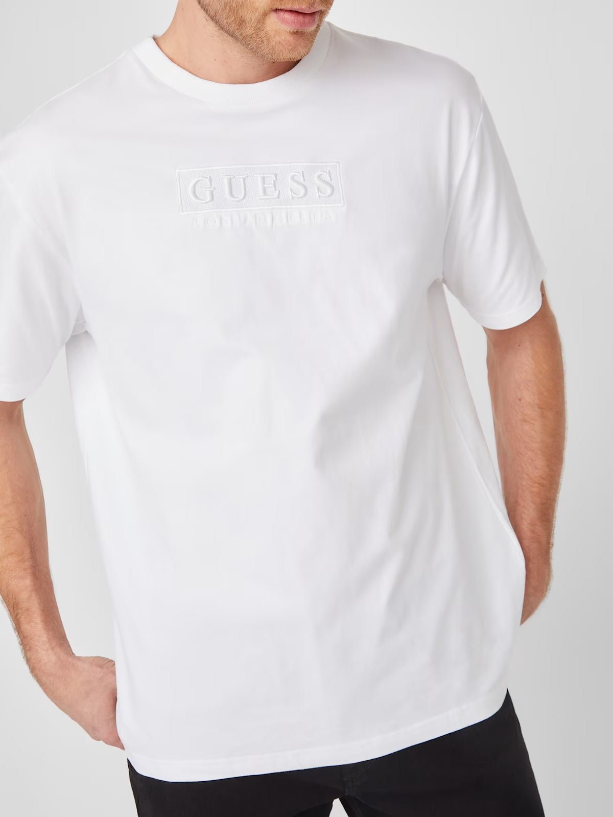 GUESS MENS' Harvey Logo Tee / WHITE