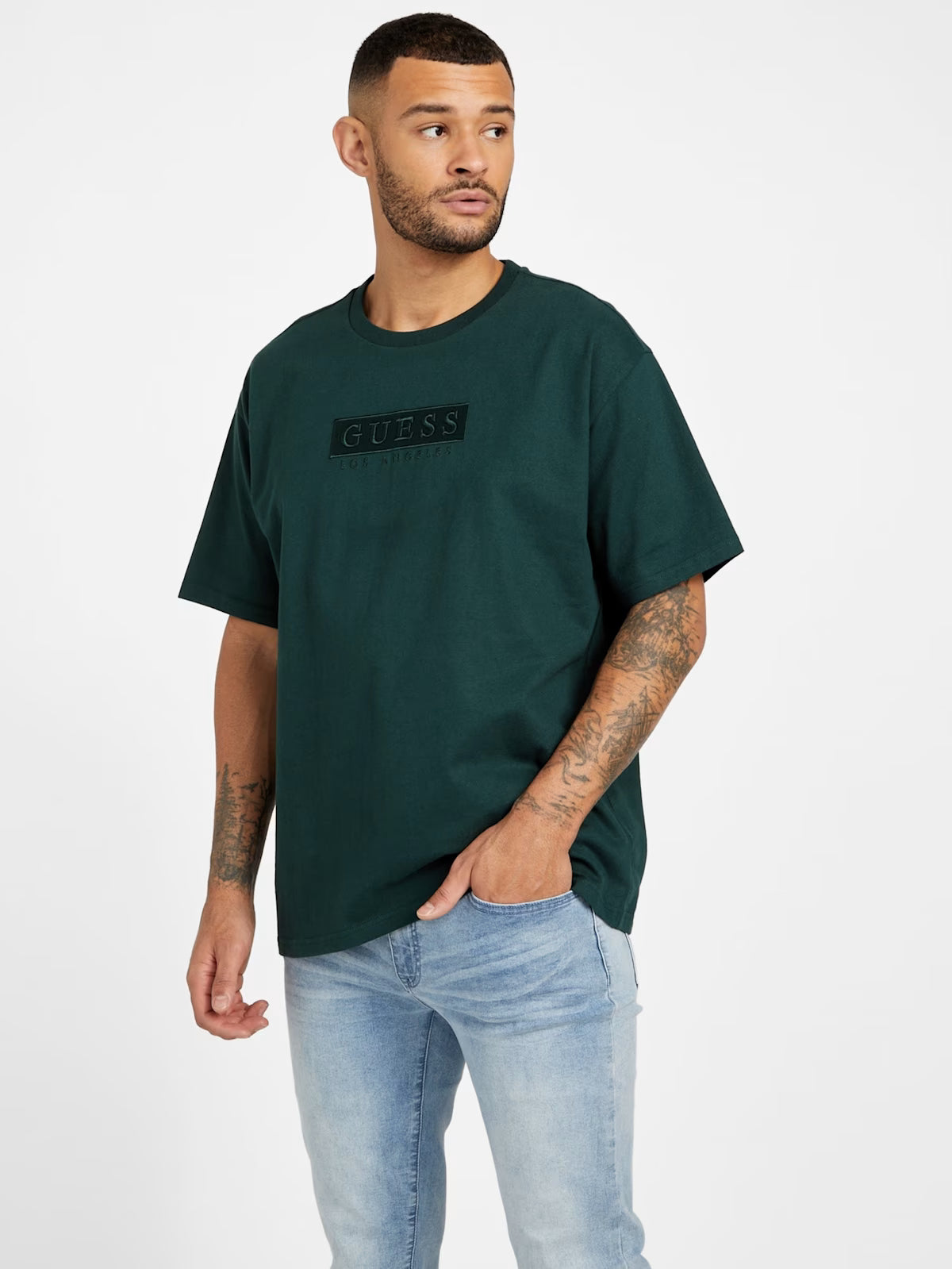 GUESS MENS' Harvey Logo Tee / GREEN
