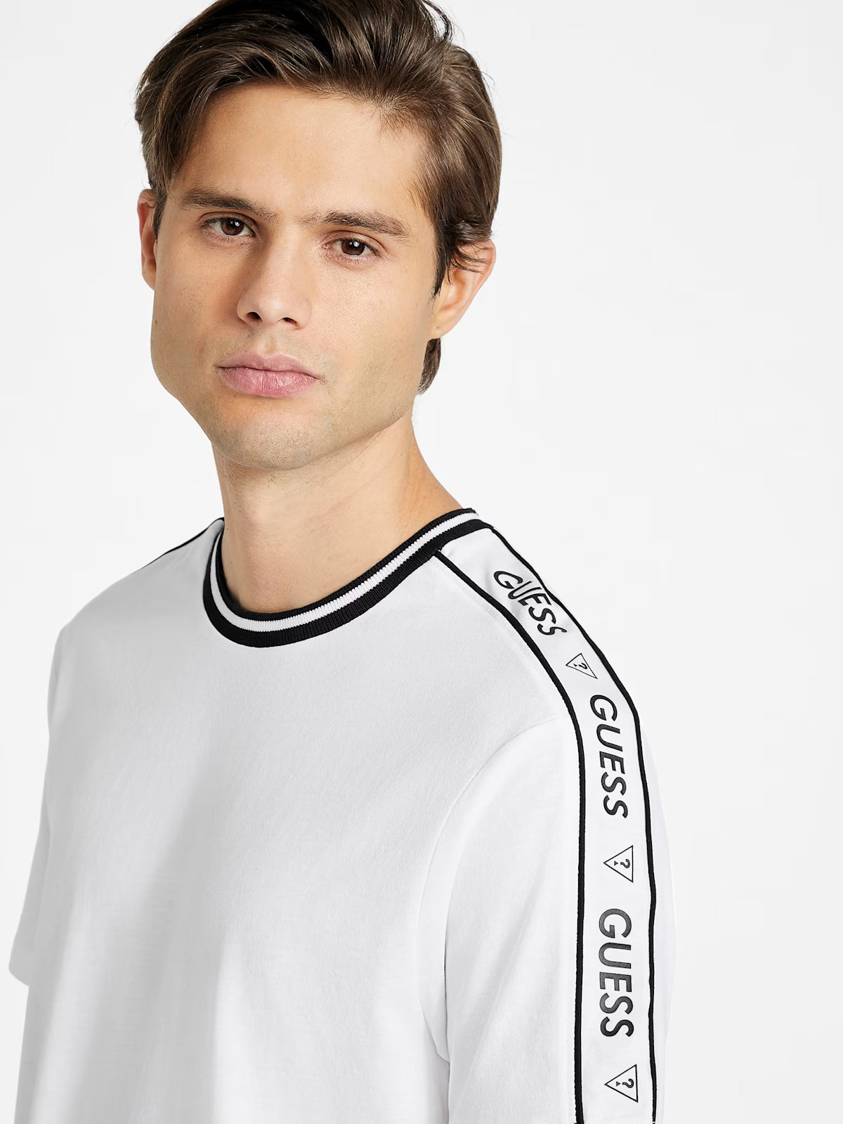 GUESS MENS' Ryatt Jacquard Tee/  WHITE