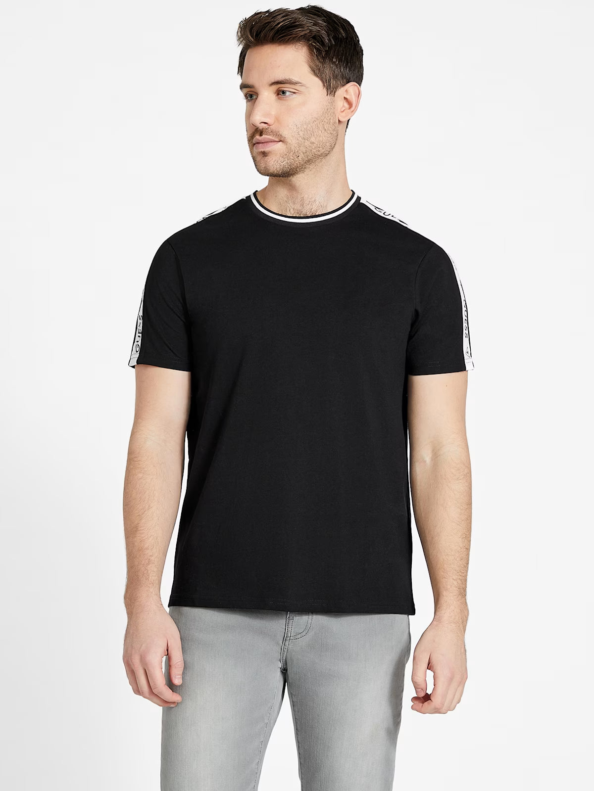 GUESS MENS' Ryatt Jacquard Tee/ BLACK