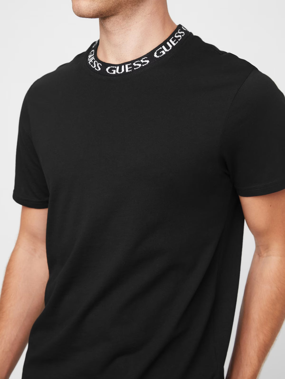 Guess Mens' Ronnie Logo Crewneck/ BLACK