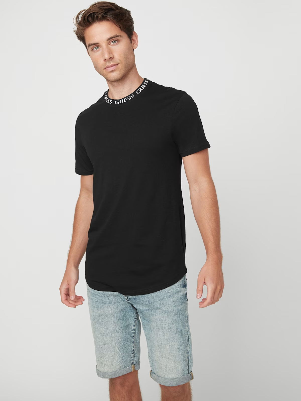 Guess Mens' Ronnie Logo Crewneck/ BLACK