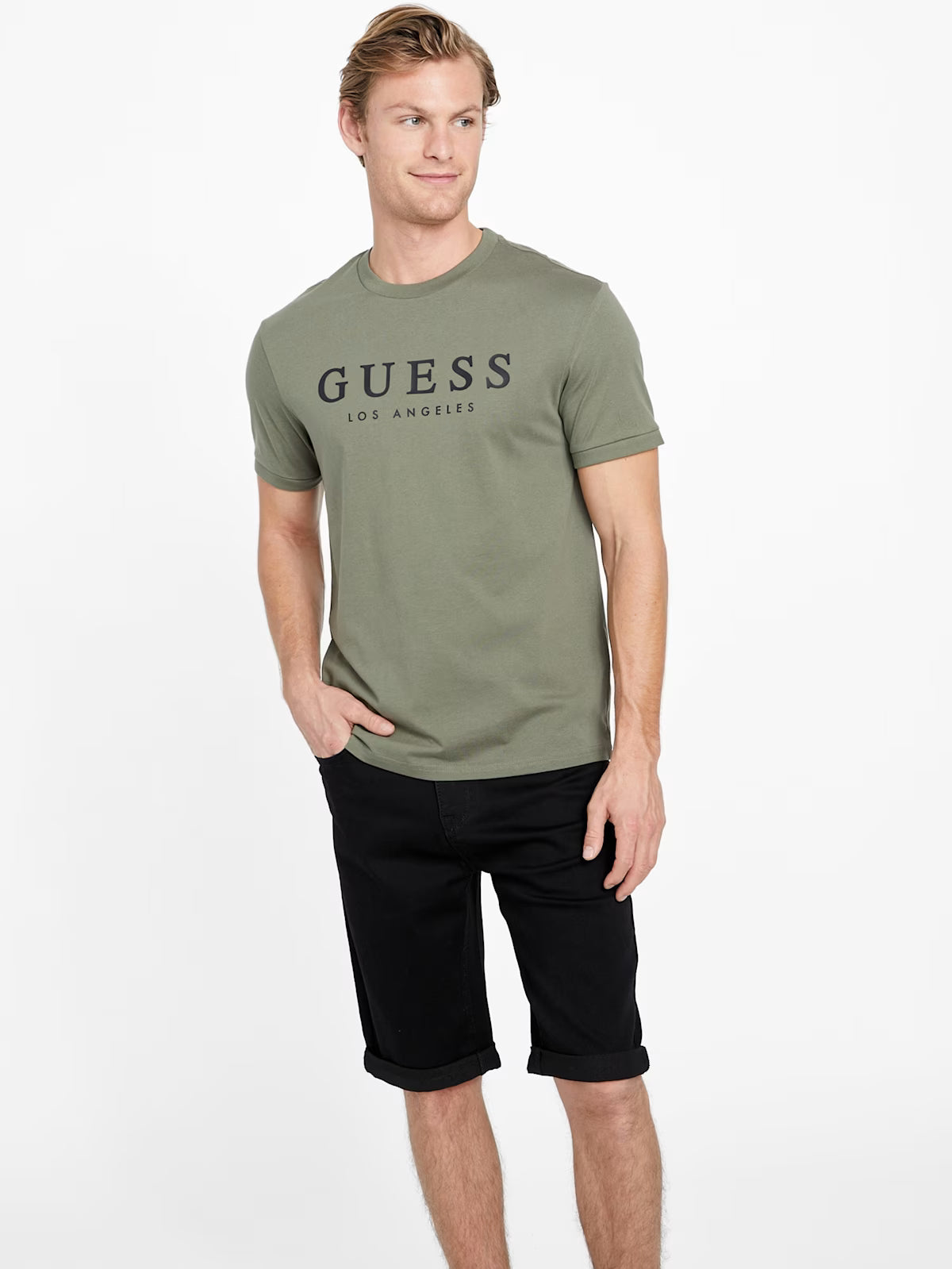Guess Mens' Kirk Logo Crew Tee/Green
