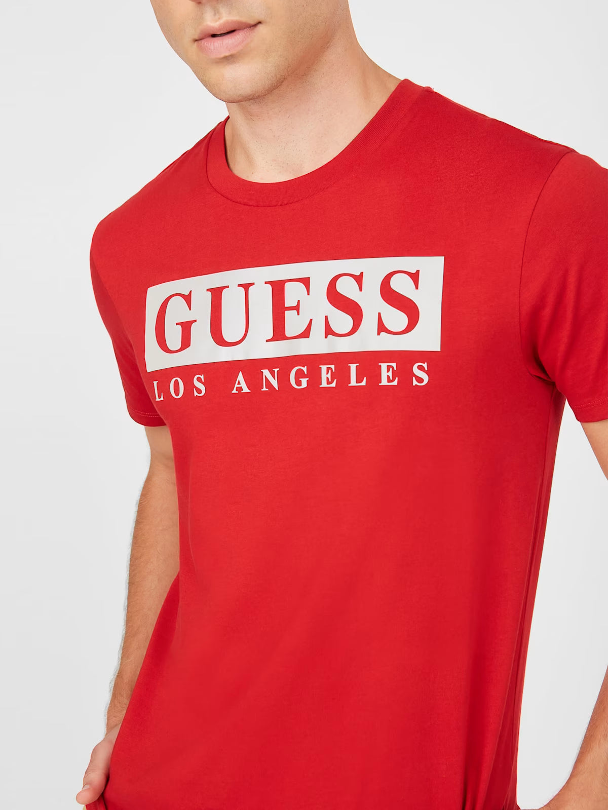 GUESS MENS' Greg Logo Tee/ RED