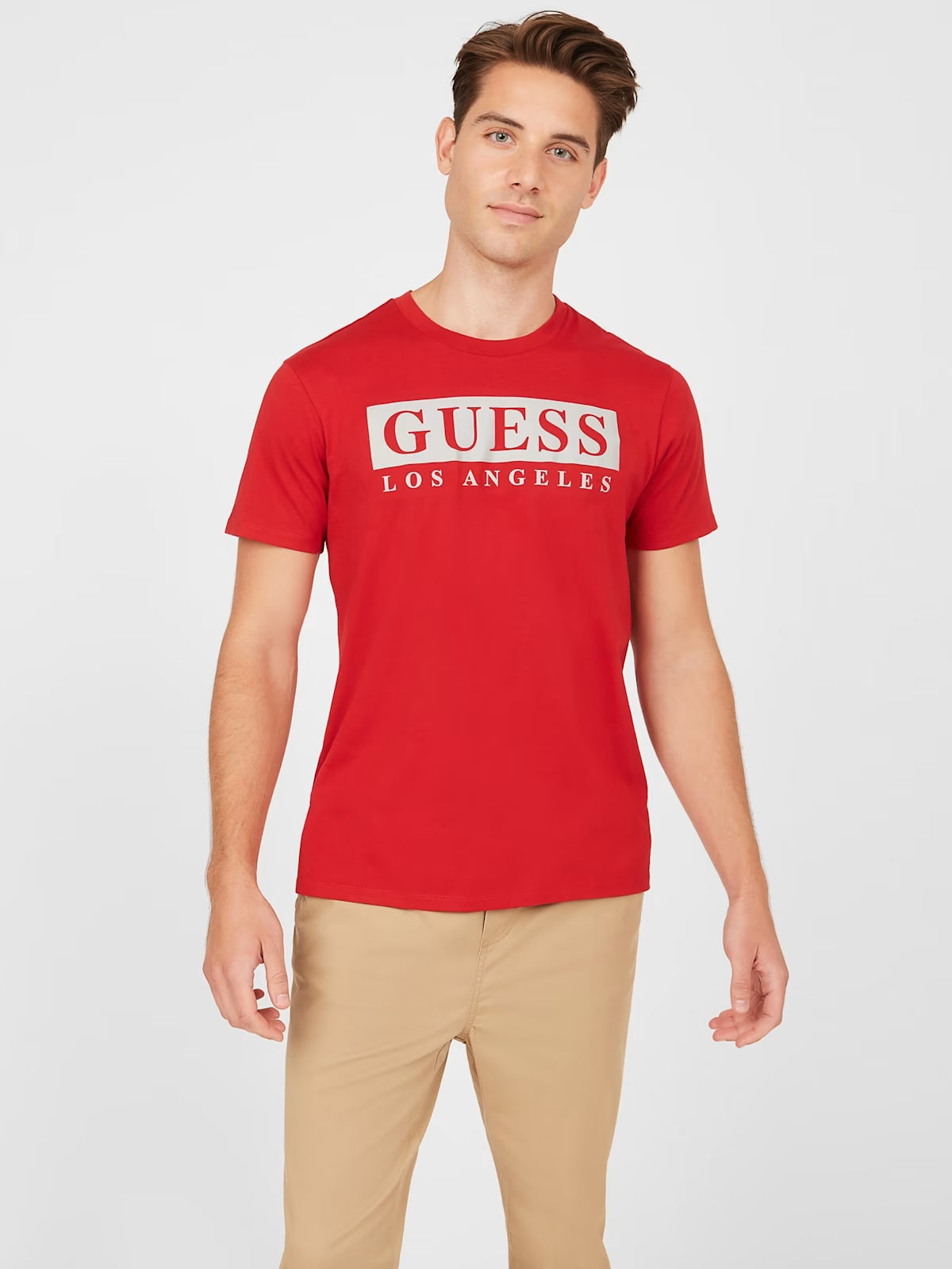 GUESS MENS' Greg Logo Tee/ RED