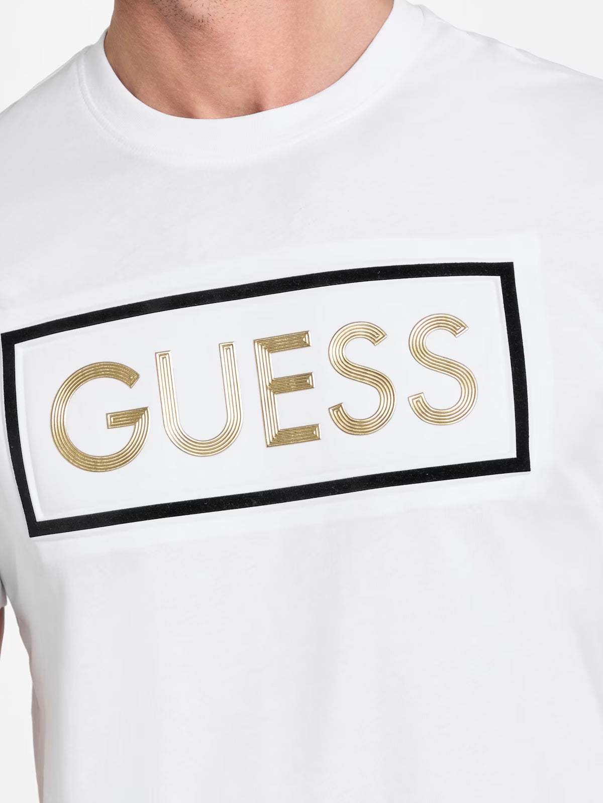 GUESS MENS' Eco Crowel Logo Tee/ WHITE