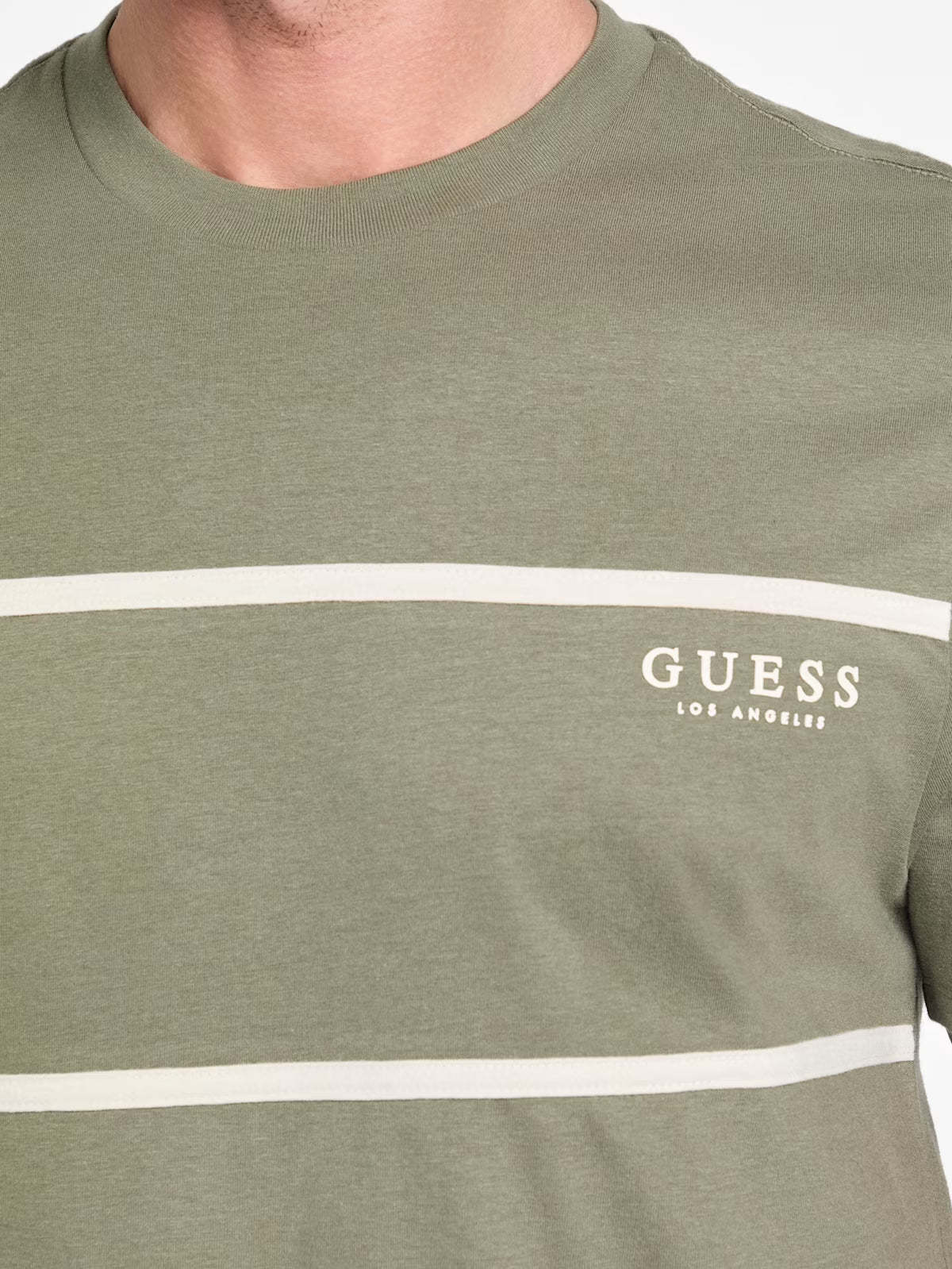 Guess Mens' Eco Bobby Striped Tee/ GREEN