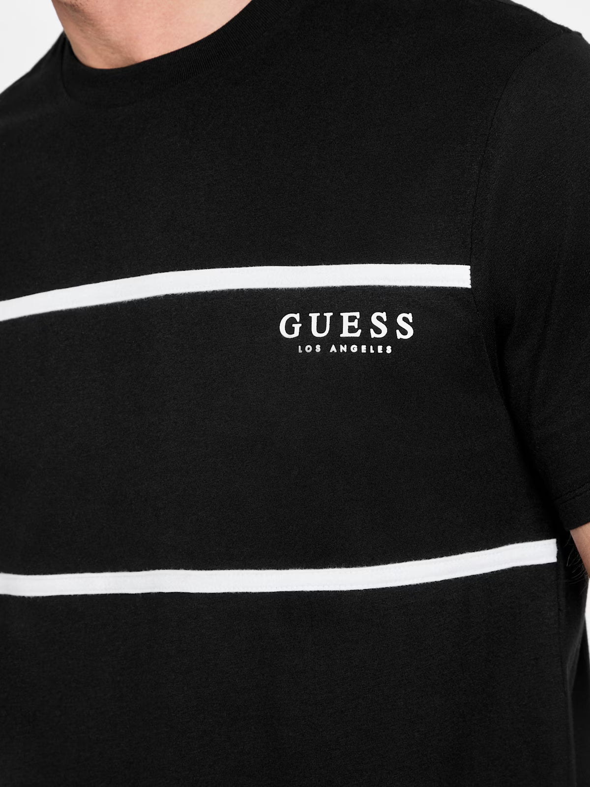 Guess Mens' Eco Bobby Striped Tee/ BLACK