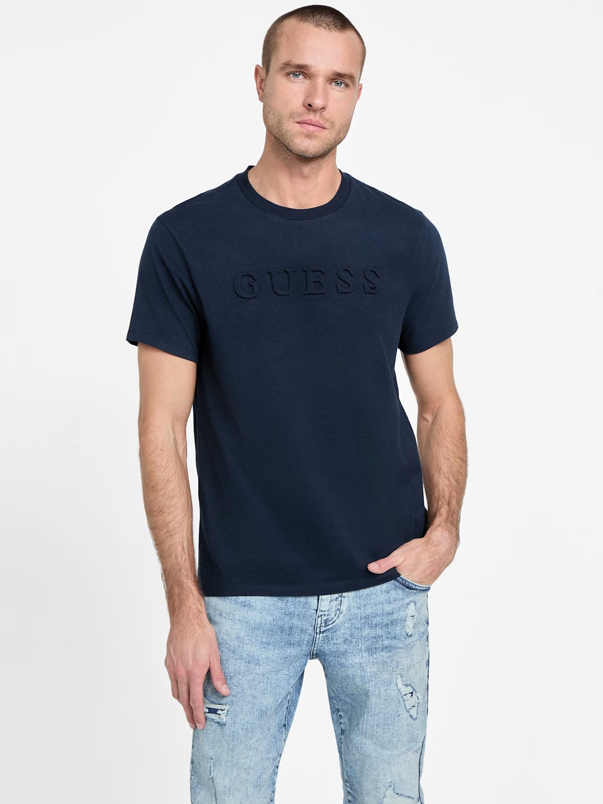 Guess Mens' Eco Sawyer Logo Tee BLUE