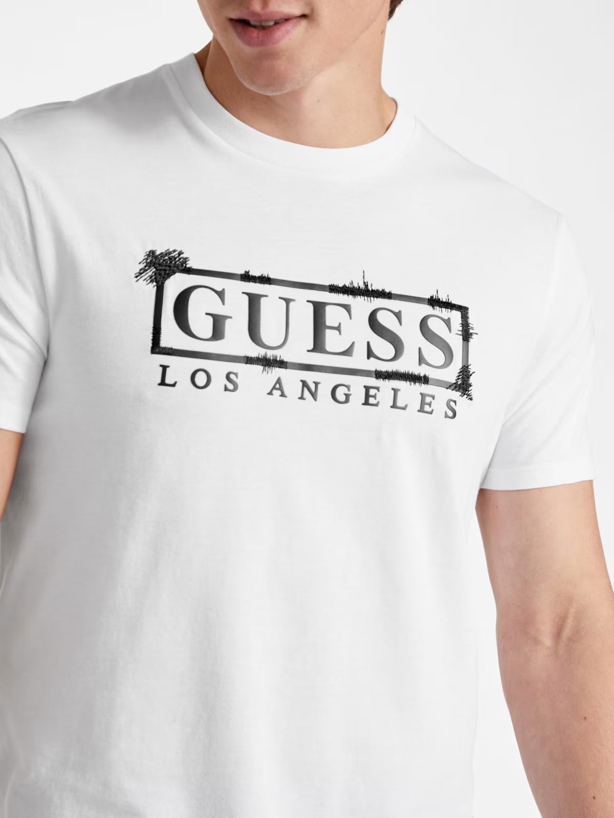 GUESS MENS' Eco Dale Logo Tee / WHITE