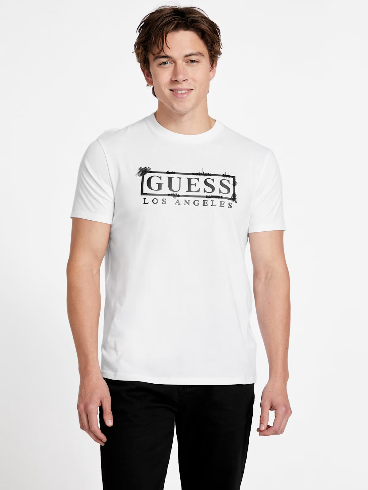 GUESS MENS' Eco Dale Logo Tee / WHITE