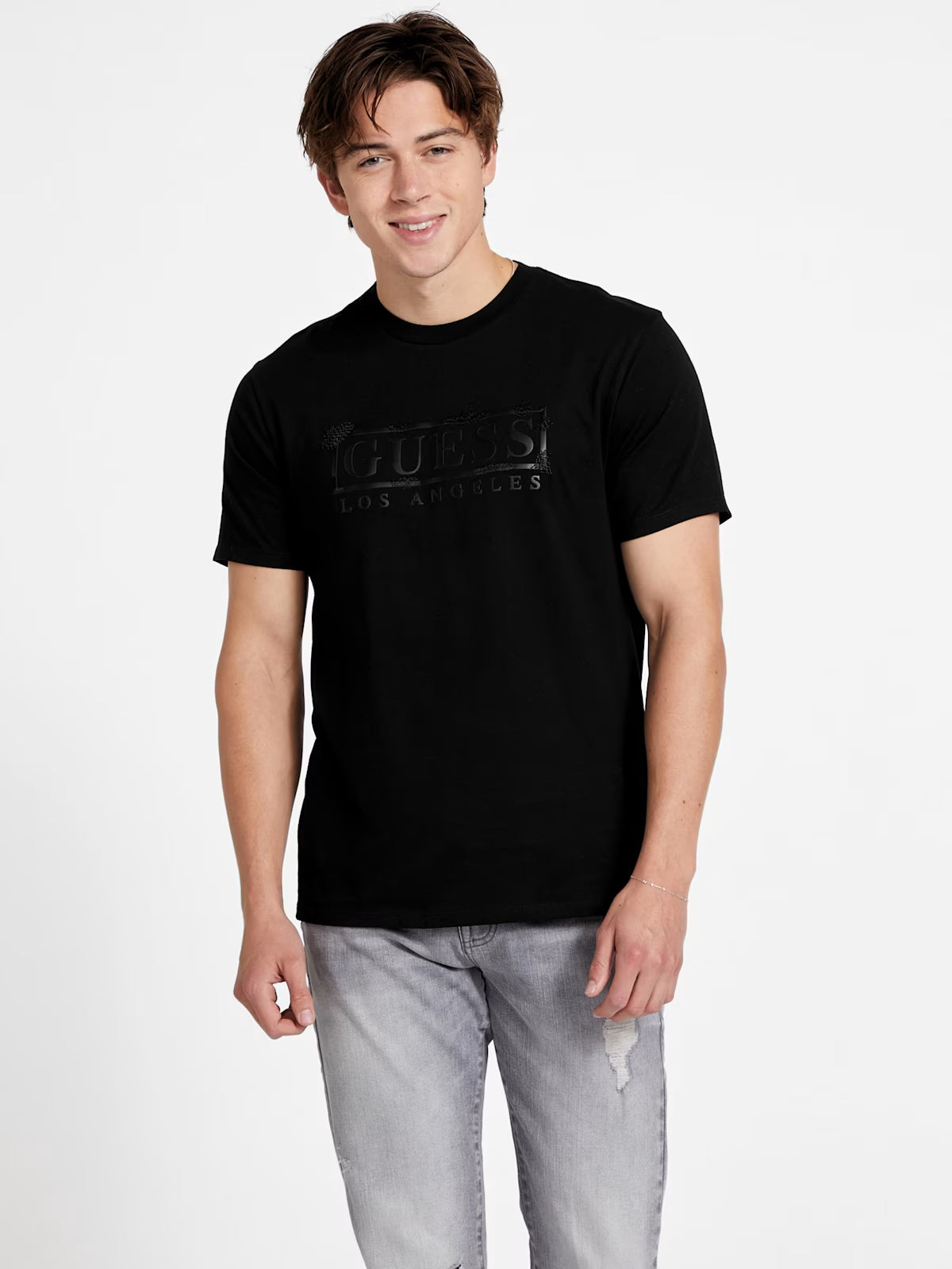 GUESS MENS' Eco Dale Logo Tee / Black