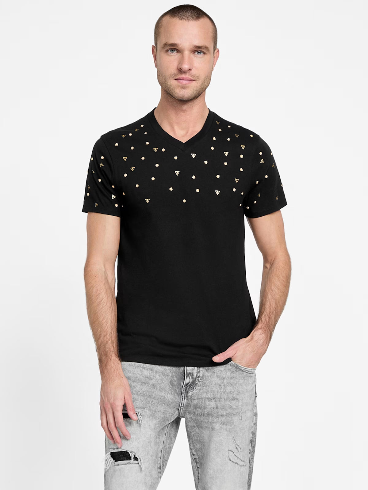 GUESS MENS' Bailey Dotted Logo Tee