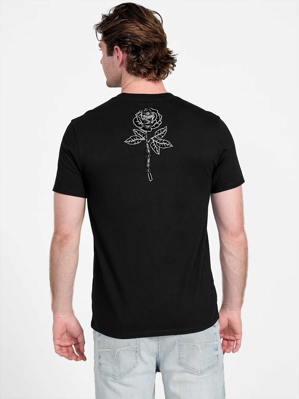 Guess Mens' Eco Santi Rose Logo Tee