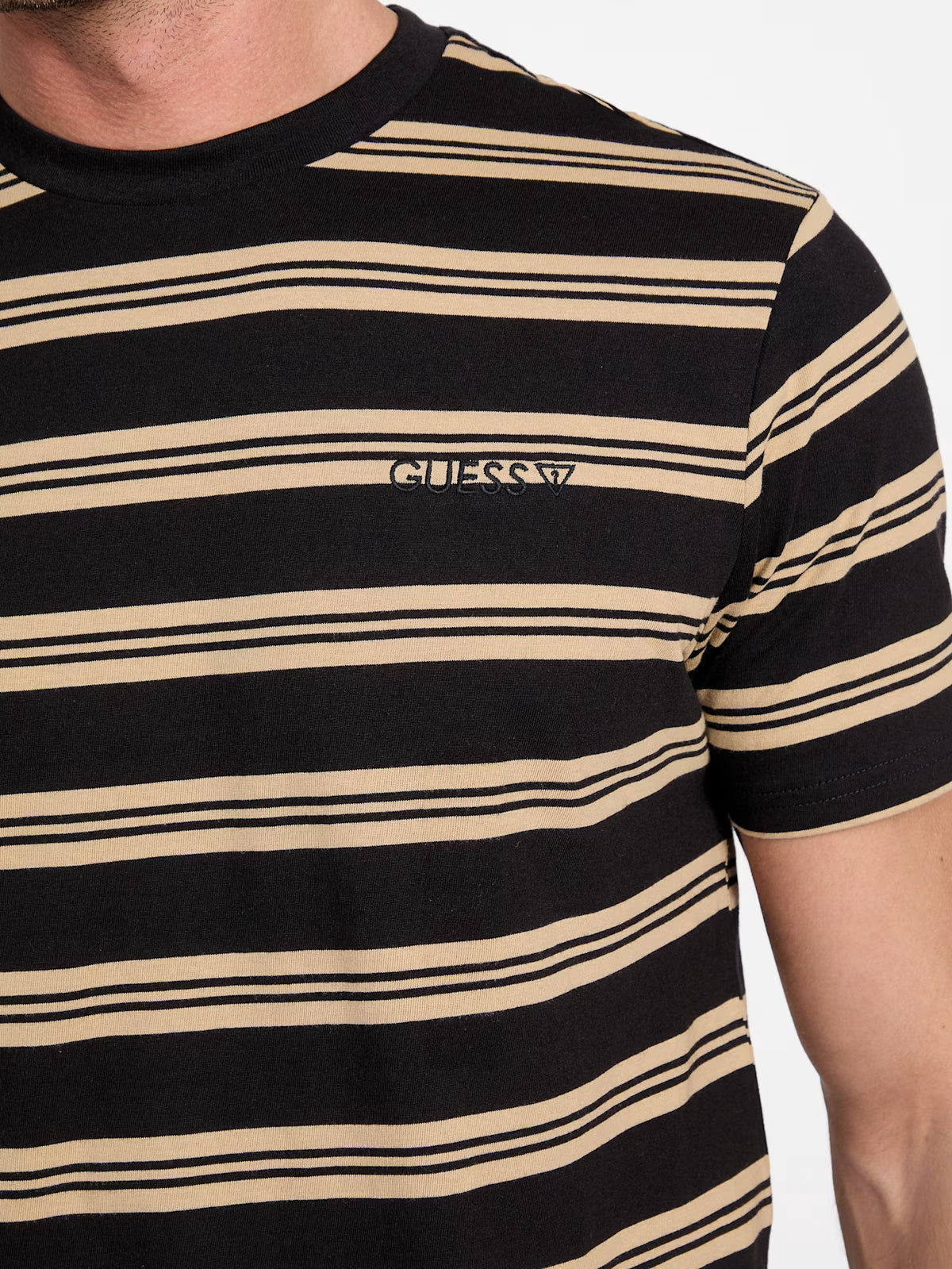 Guess Mens' Eco Zack Striped Tee / BLACK