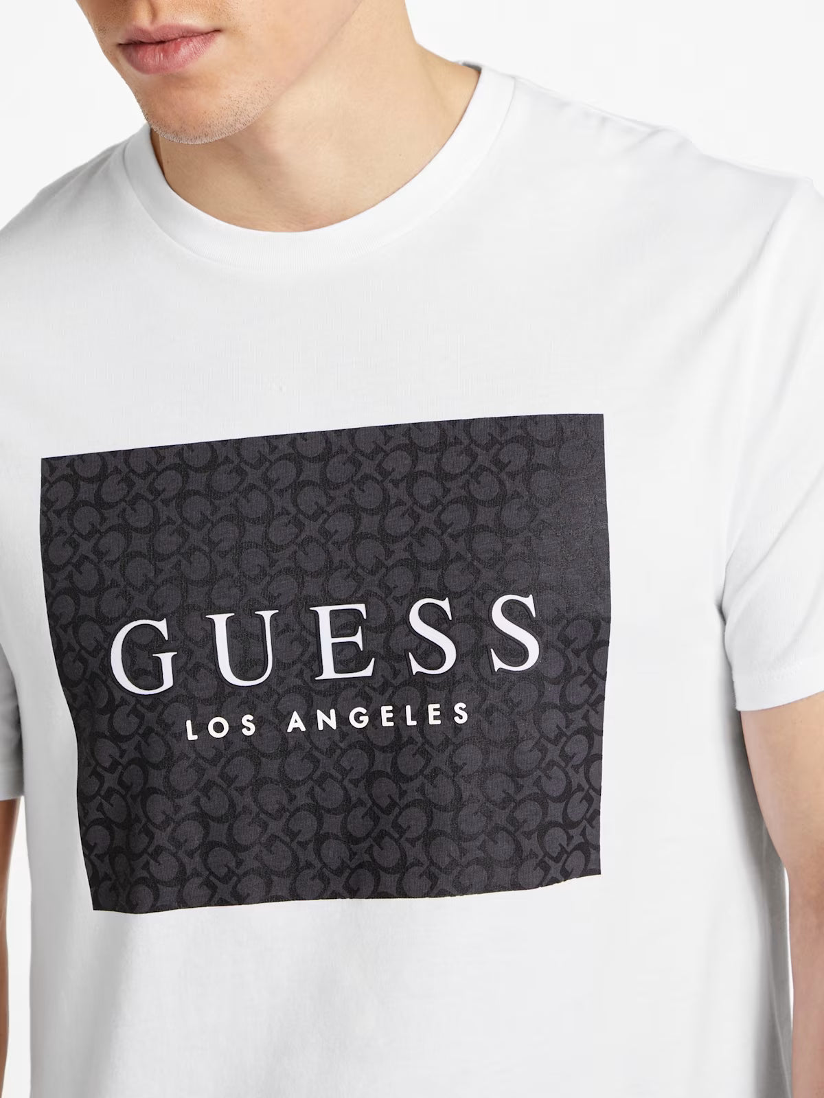 Guess Mens' Ronnie Logo Crewneck / WHITE