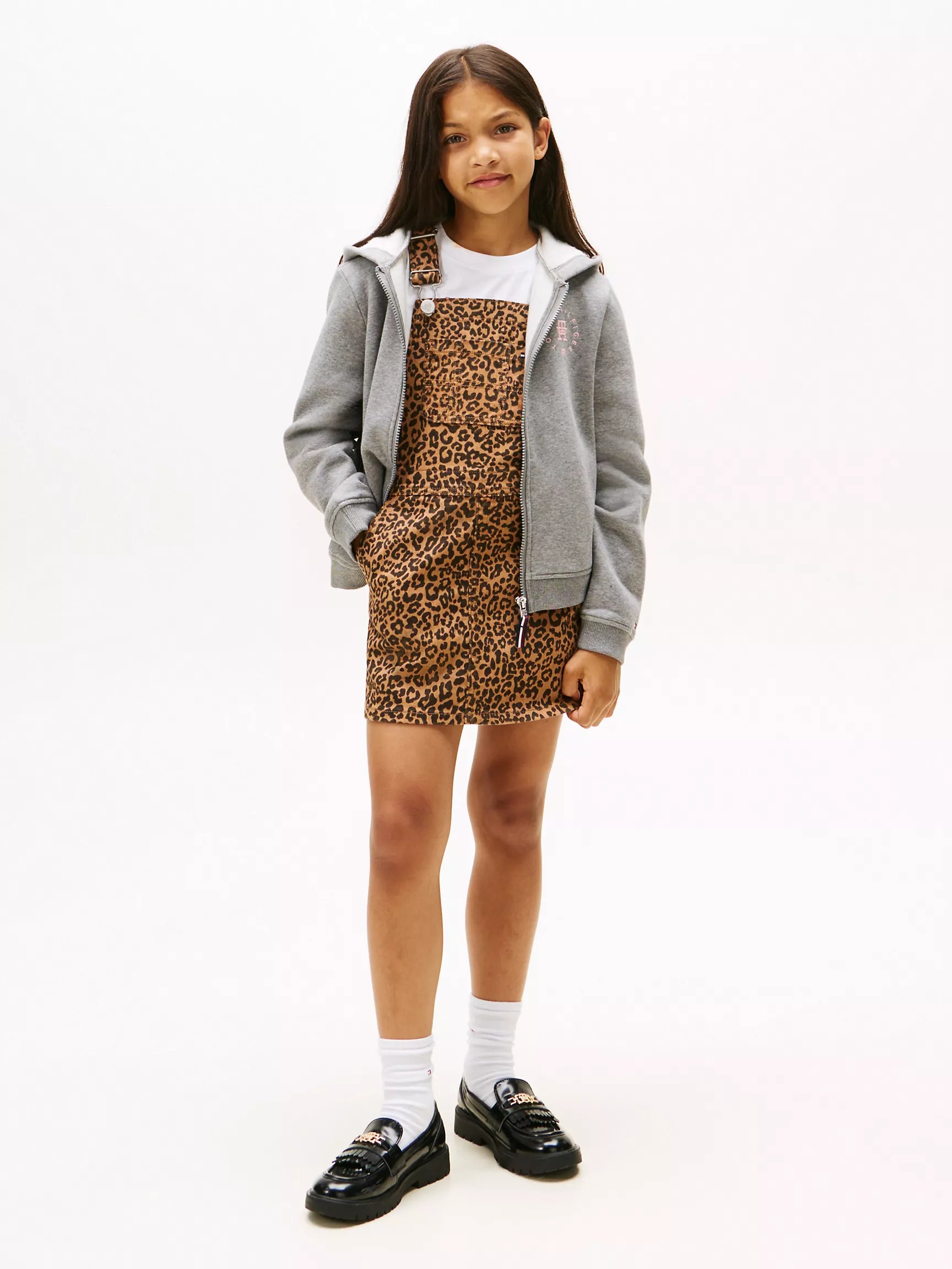 TOMMY Girls Circle Logo Hoodie Medium Grey Heather