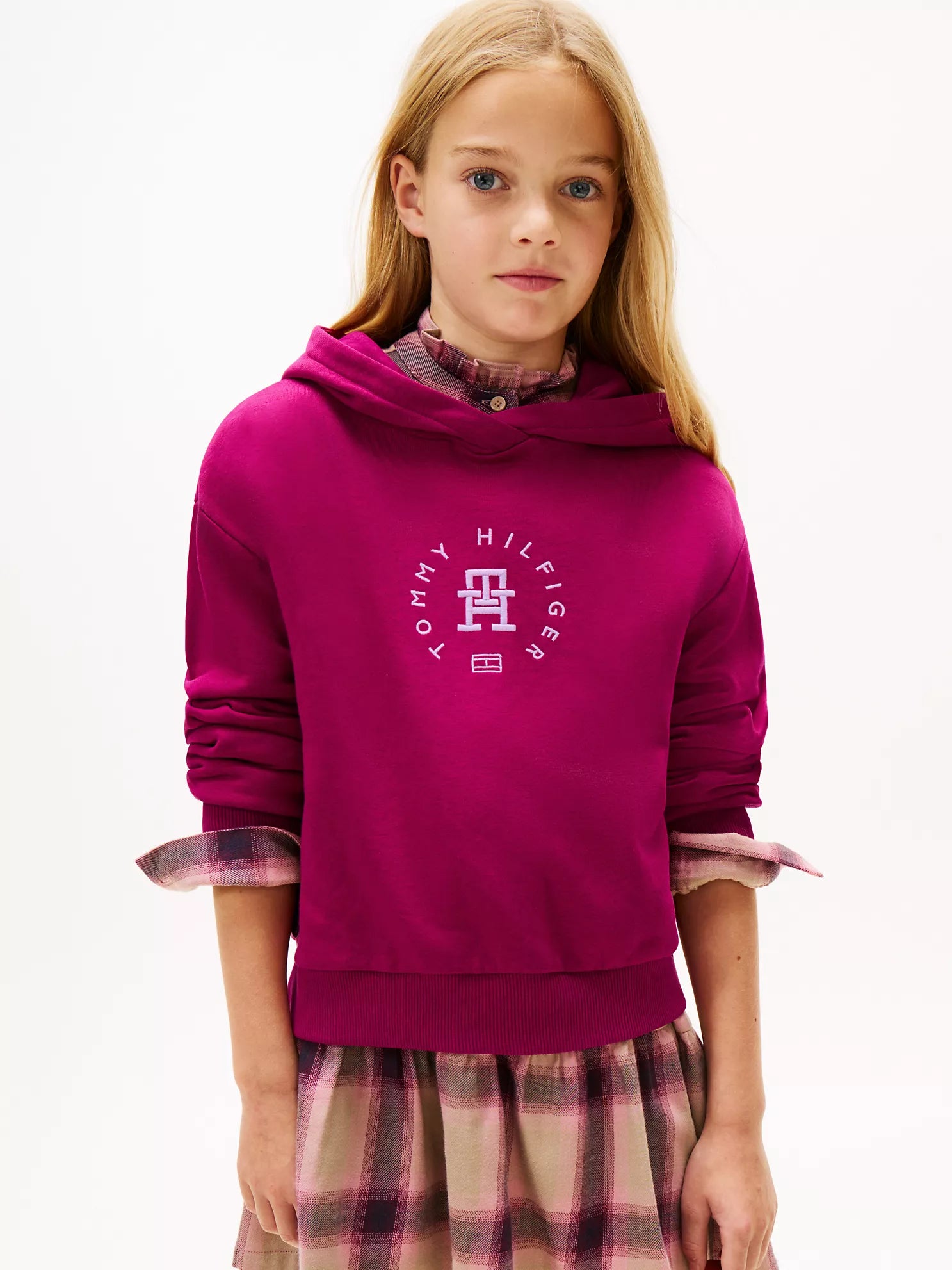 TOMMY Girls Circle Logo Hoodie Italian Wine