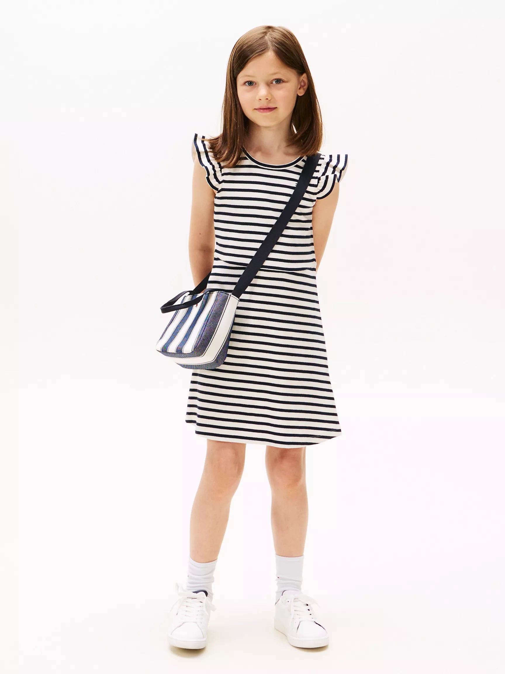 Tommy Girls' Flutter Rib-Knit Stripe Dress