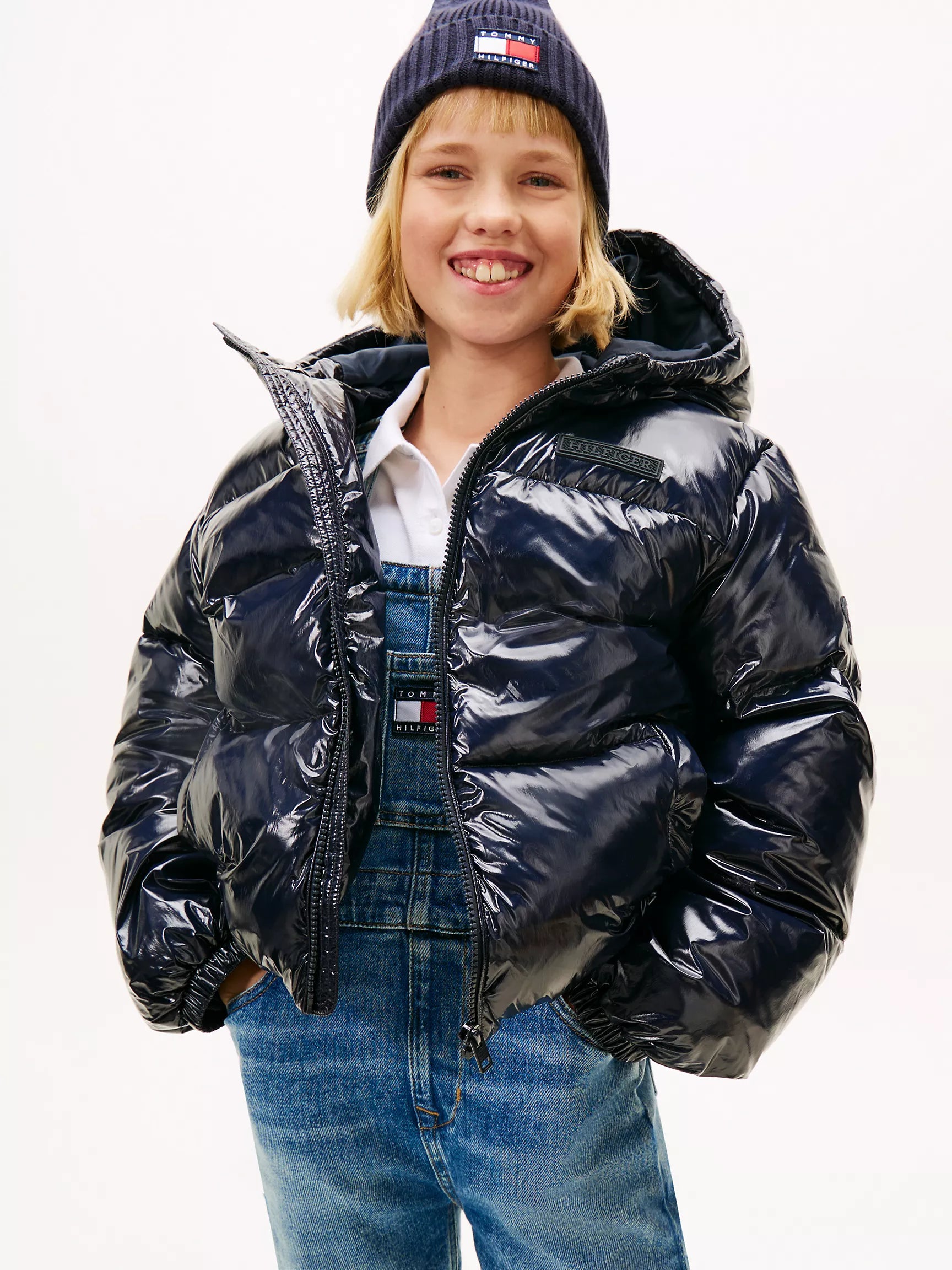 TOMMY Girls  Glossy New York Puffer Jacket Navy