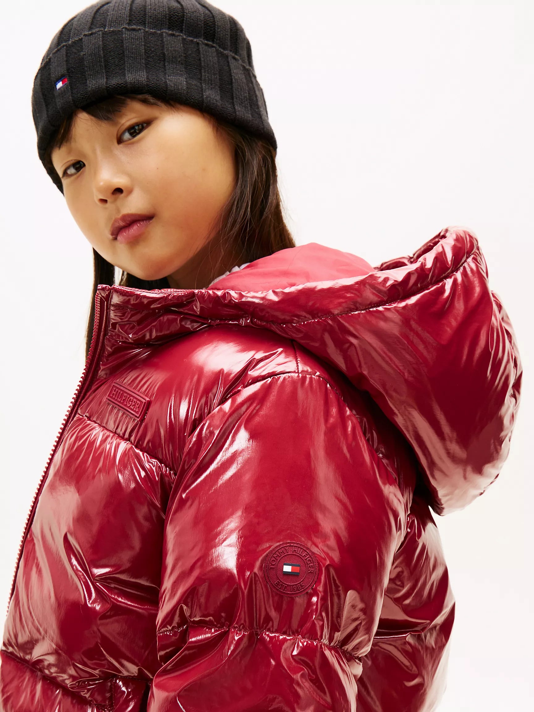 TOMMY Girls  Glossy New York Puffer Jacket Rouge