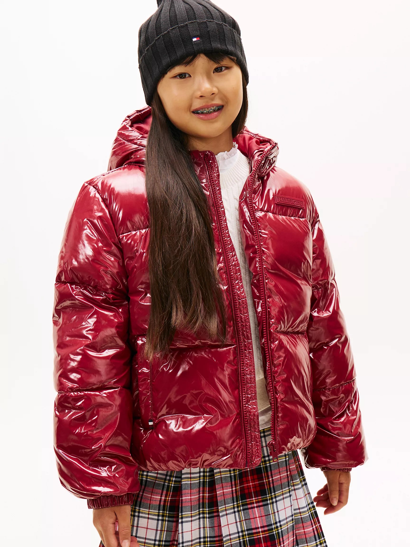 TOMMY Girls  Glossy New York Puffer Jacket Rouge