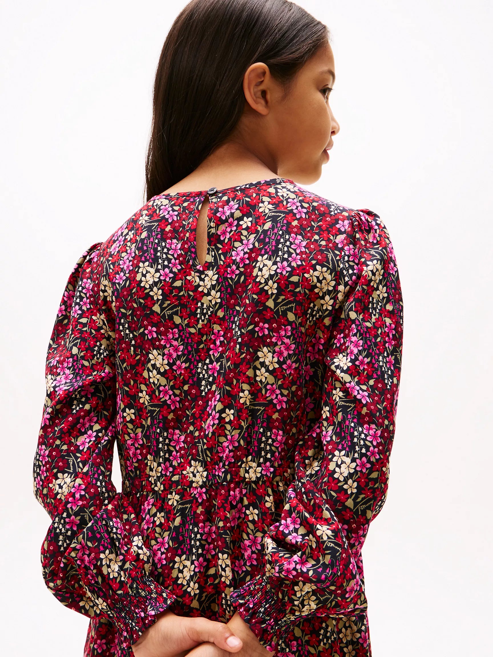 Tommy Girls' Long-Sleeve Floral Print Dress