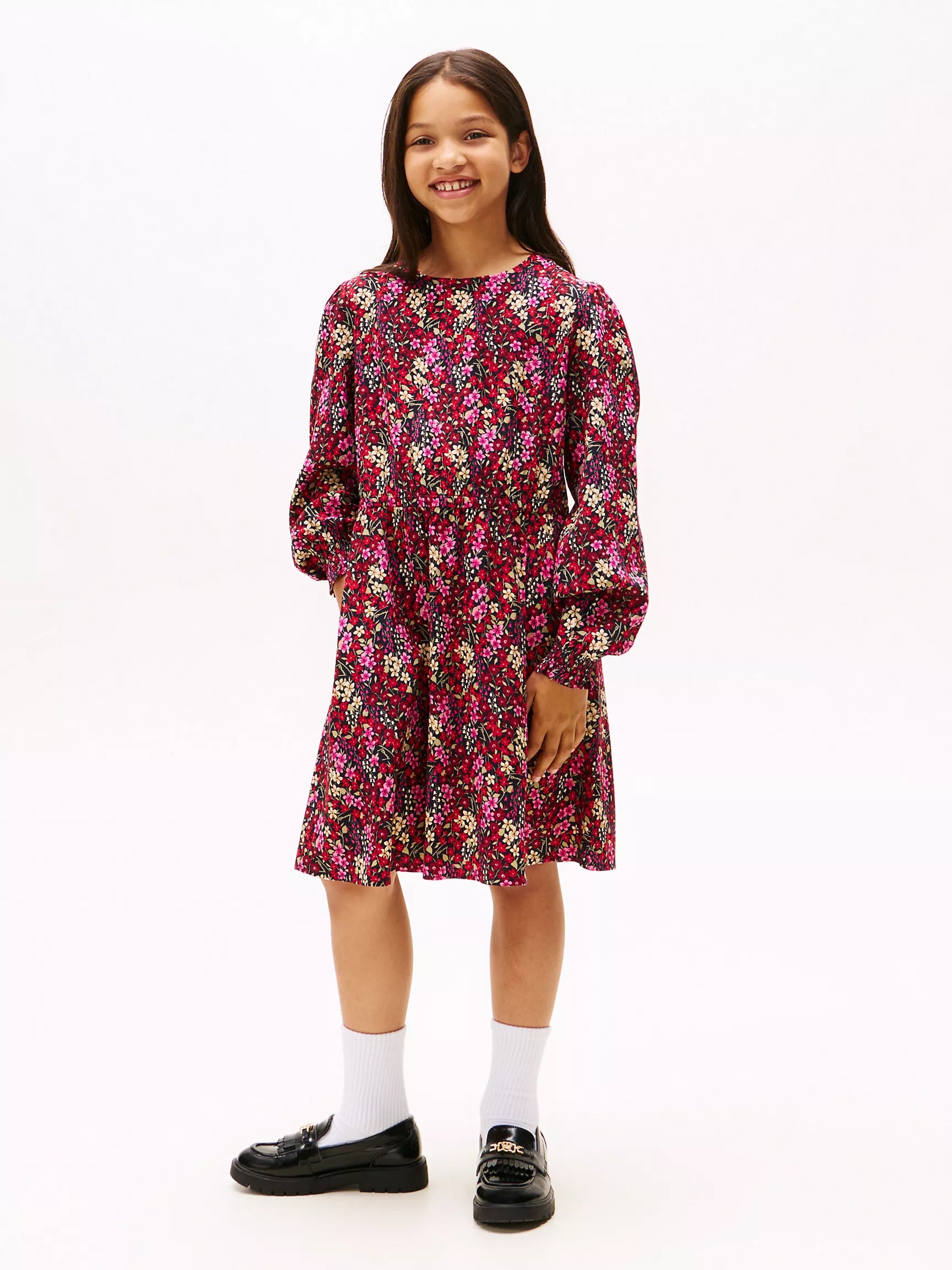 Tommy Girls' Long-Sleeve Floral Print Dress