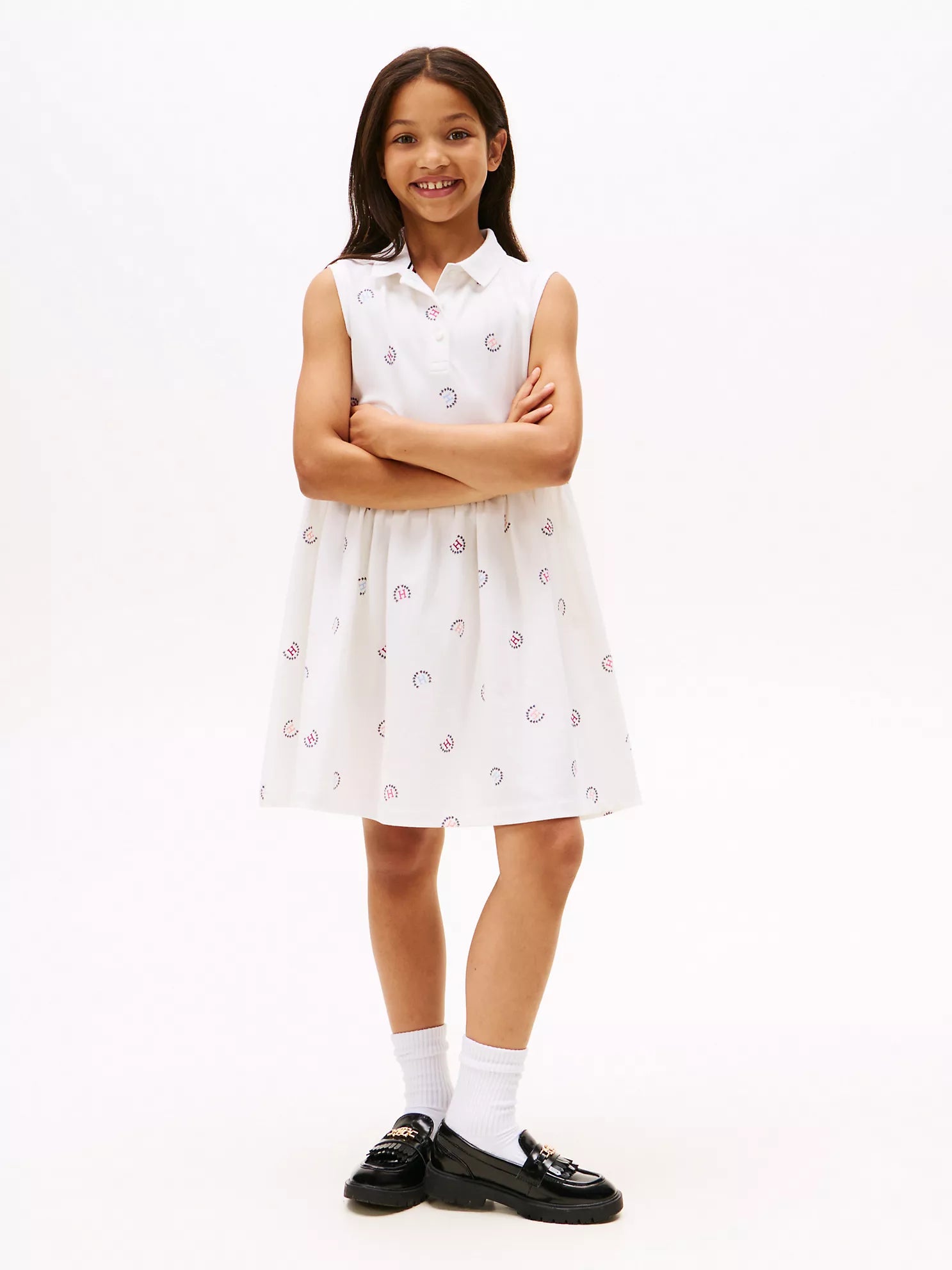TOMMY Girls Sleeveless Allover Logo Polo Dress