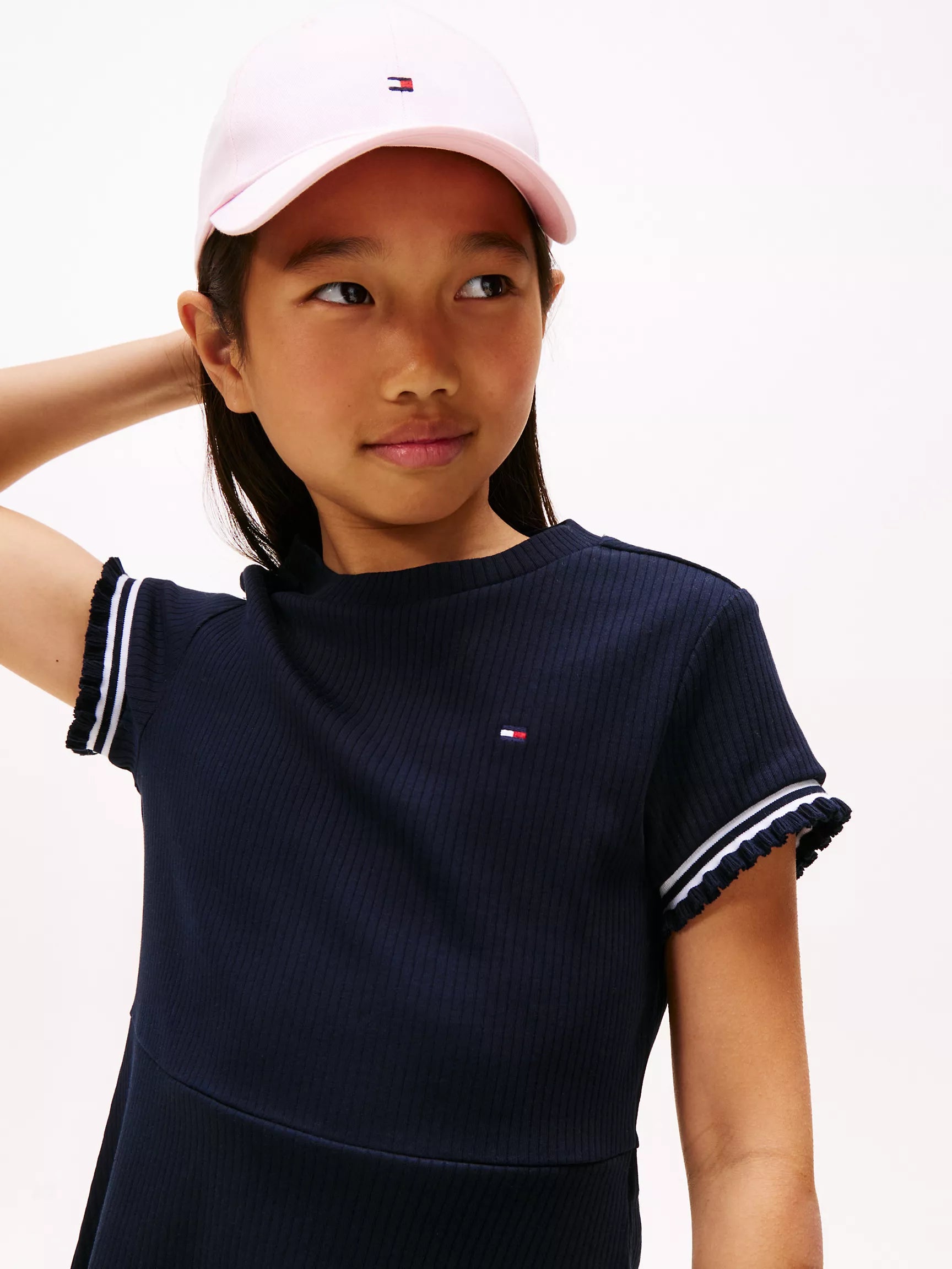 Tommy Girls' Ruffle-Sleeve Rib-Knit Dress