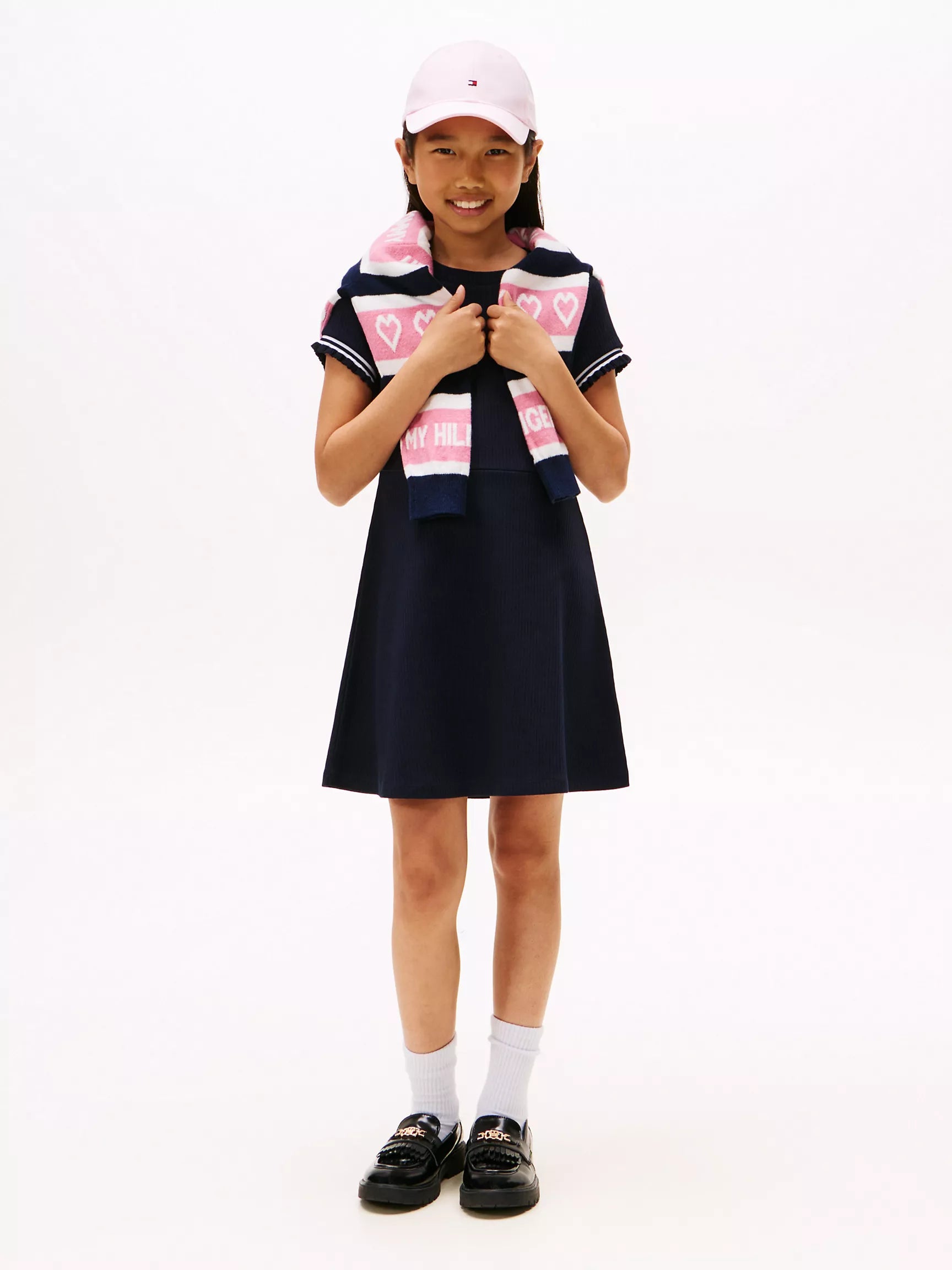 Tommy Girls' Ruffle-Sleeve Rib-Knit Dress