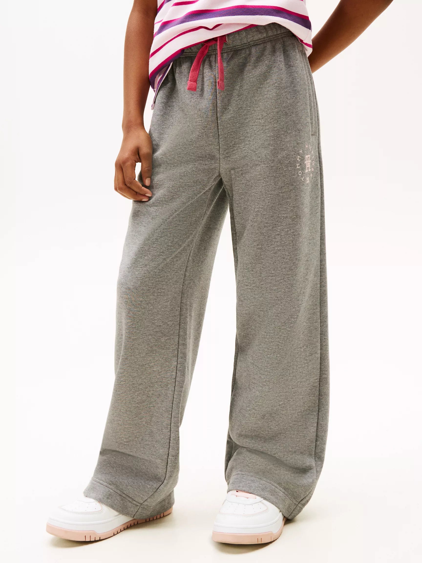 TOMMY Girls Wide-Leg Circle Logo Sweatpant Medium Grey Heather