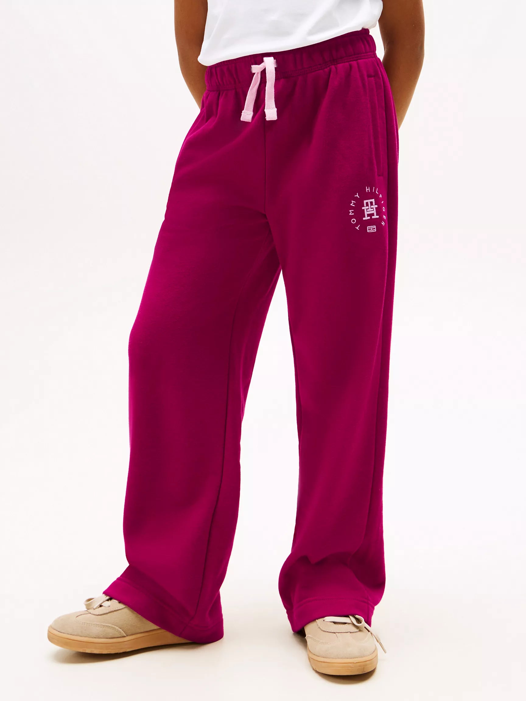 TOMMY Girls Wide-Leg Circle Logo Sweatpant Italian Wine