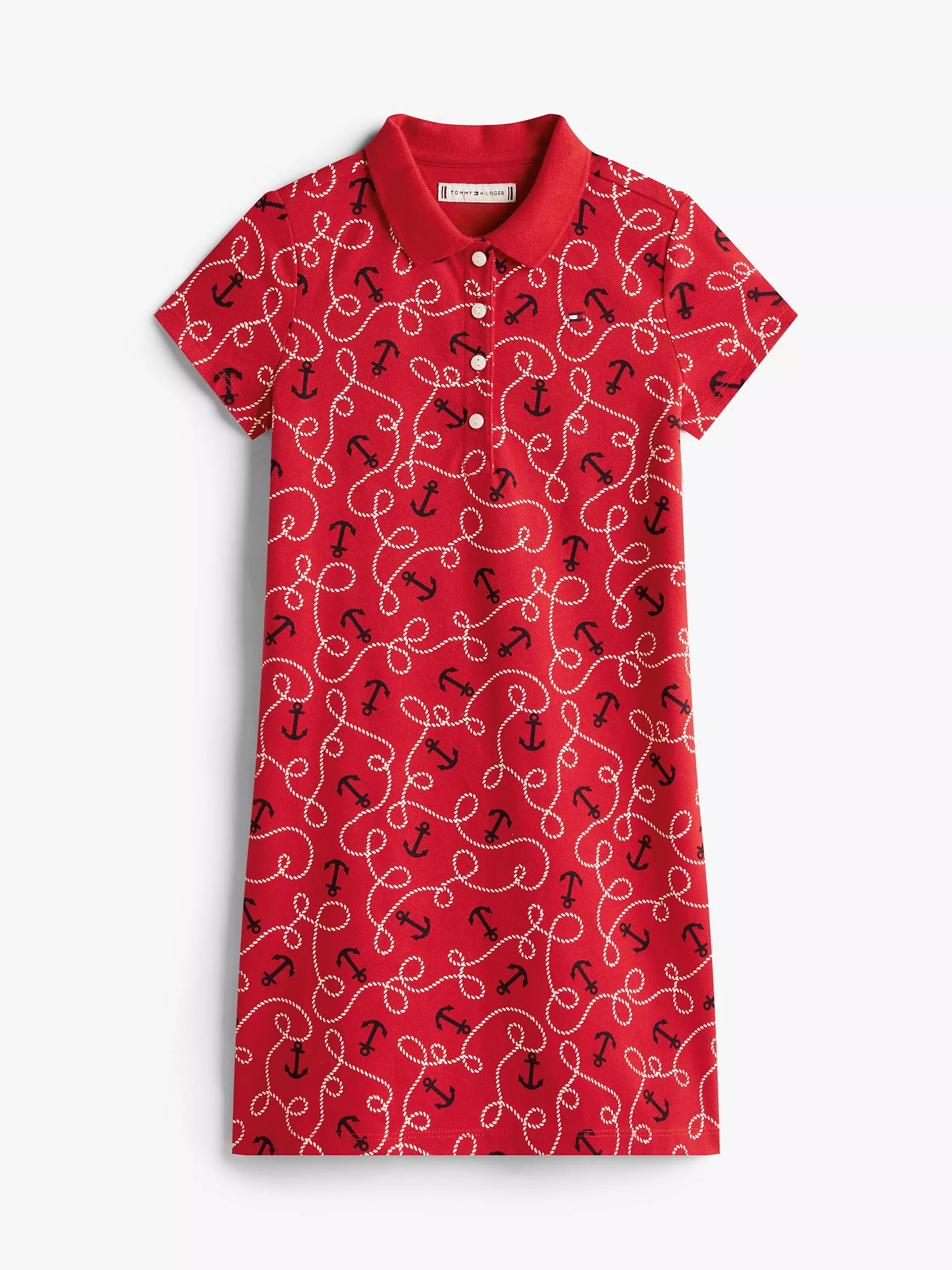 Tommy Girl Nautical Motif Stretch Polo Dress/Primary Red