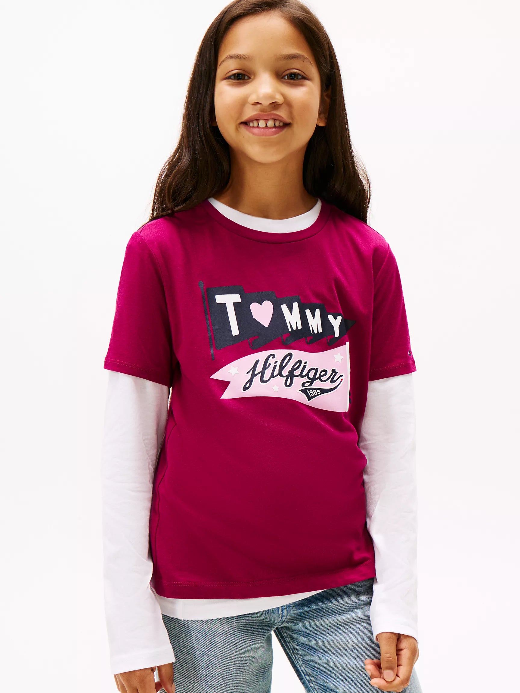 Girls' Tommy Pennant Logo T-Shirt/Italian Wine