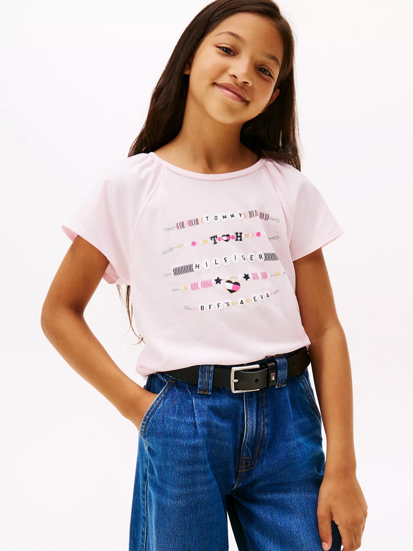 Girls' Tommy Friendship Logo T-shirt/Light Pink